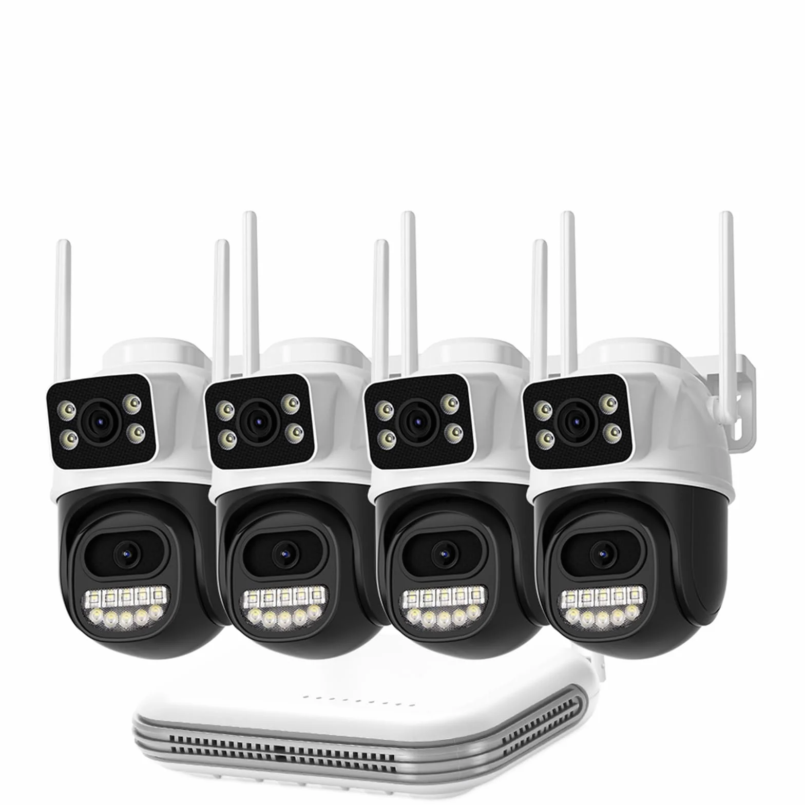 Kamera IP 8MP z dźwiękiem WiFi, zewnętrzna, 8-kanałowa, mini kamera NVR, zestaw do monitoringu CCTV, bezprzewodowy system kamer z noktowizorem na podczerwień(None,4pcs)