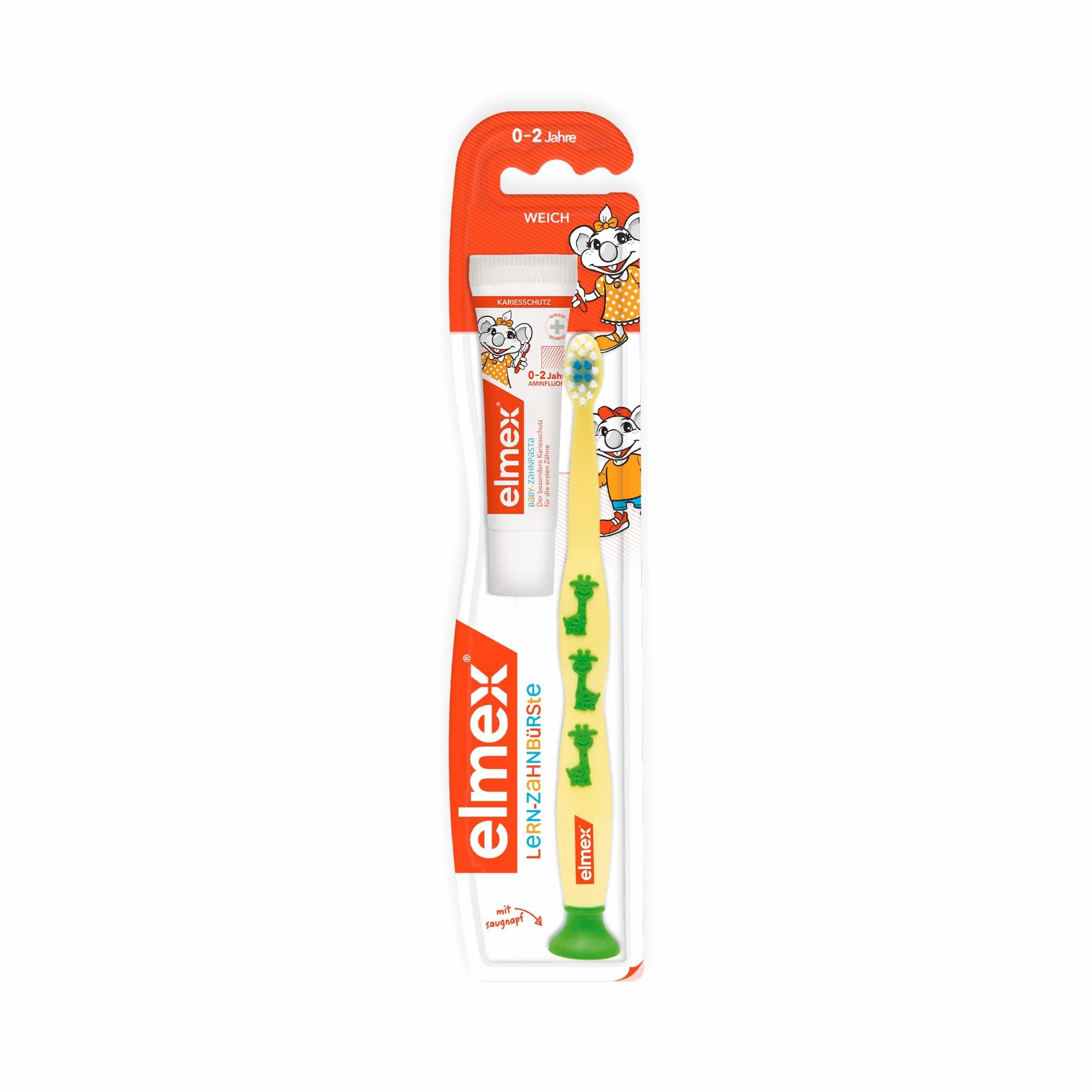 szczoteczka do nauki elmex z pastą do zębów dla dzieci elmex 12 ml, 0-2 lata, mieszany, 1 sztuka