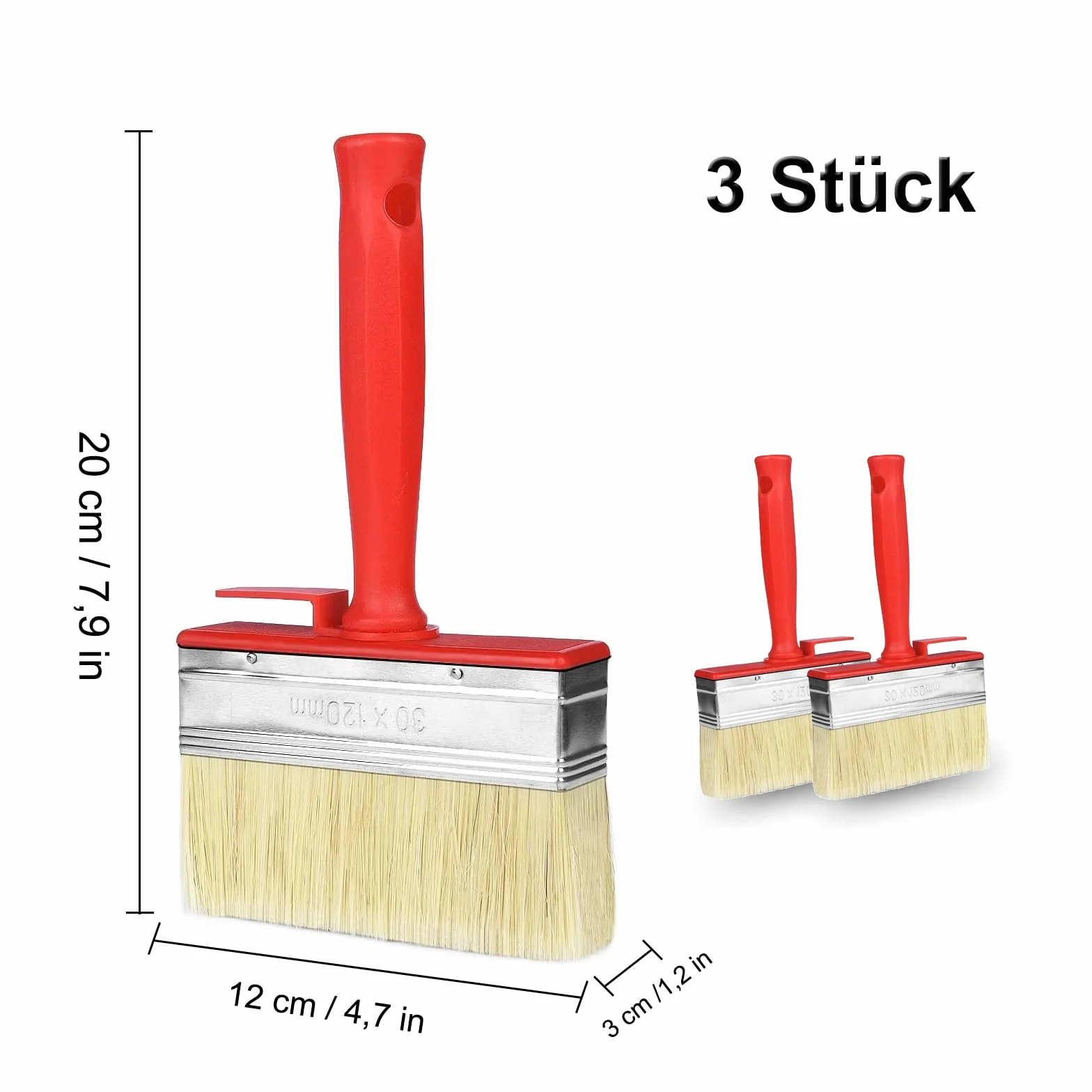 ACONDE 3 sztuki pędzli do malowania, 120 mm x 30 mm, pędzel do lazury, wall brush, oil for wood