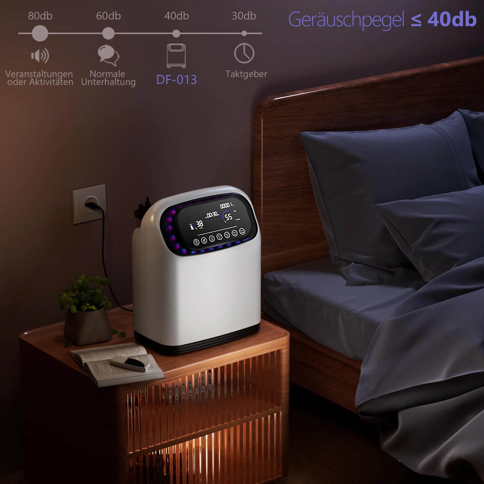 Koncentrator tlenu 1-8 litrów, ciągłe dostarczanie 90% ± 3% tlenu przez 24 godziny na dobę, nadaje się do domu, biura i w podróży