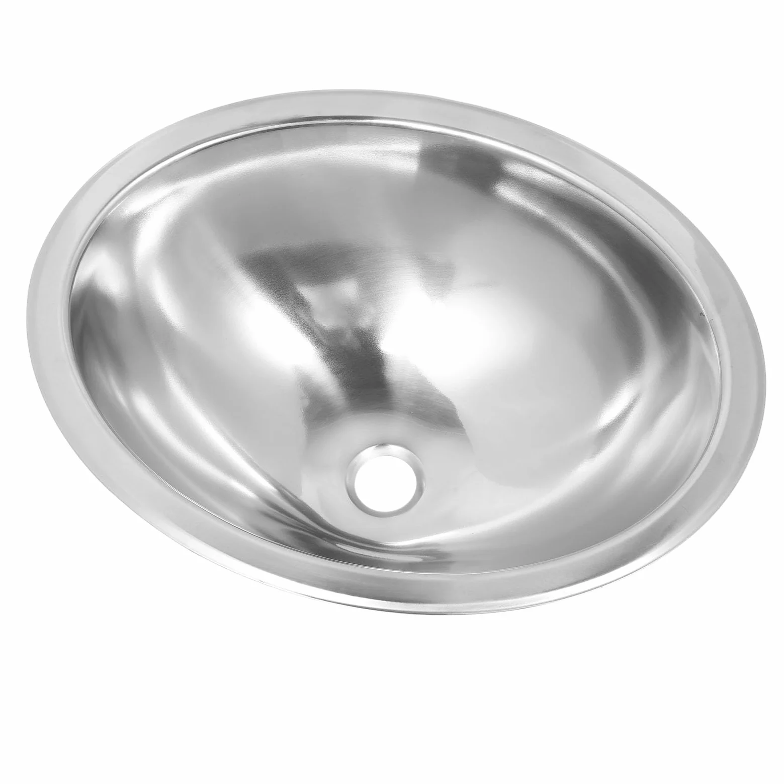 446x346x150mm RV 304 Zlew ze stali nierdzewnej owalny okrągły kuchenny zlew do mycia rąk z 40mm wylotem kanalizacyjnym do łodzi, przyczep kempingowych i kamperów