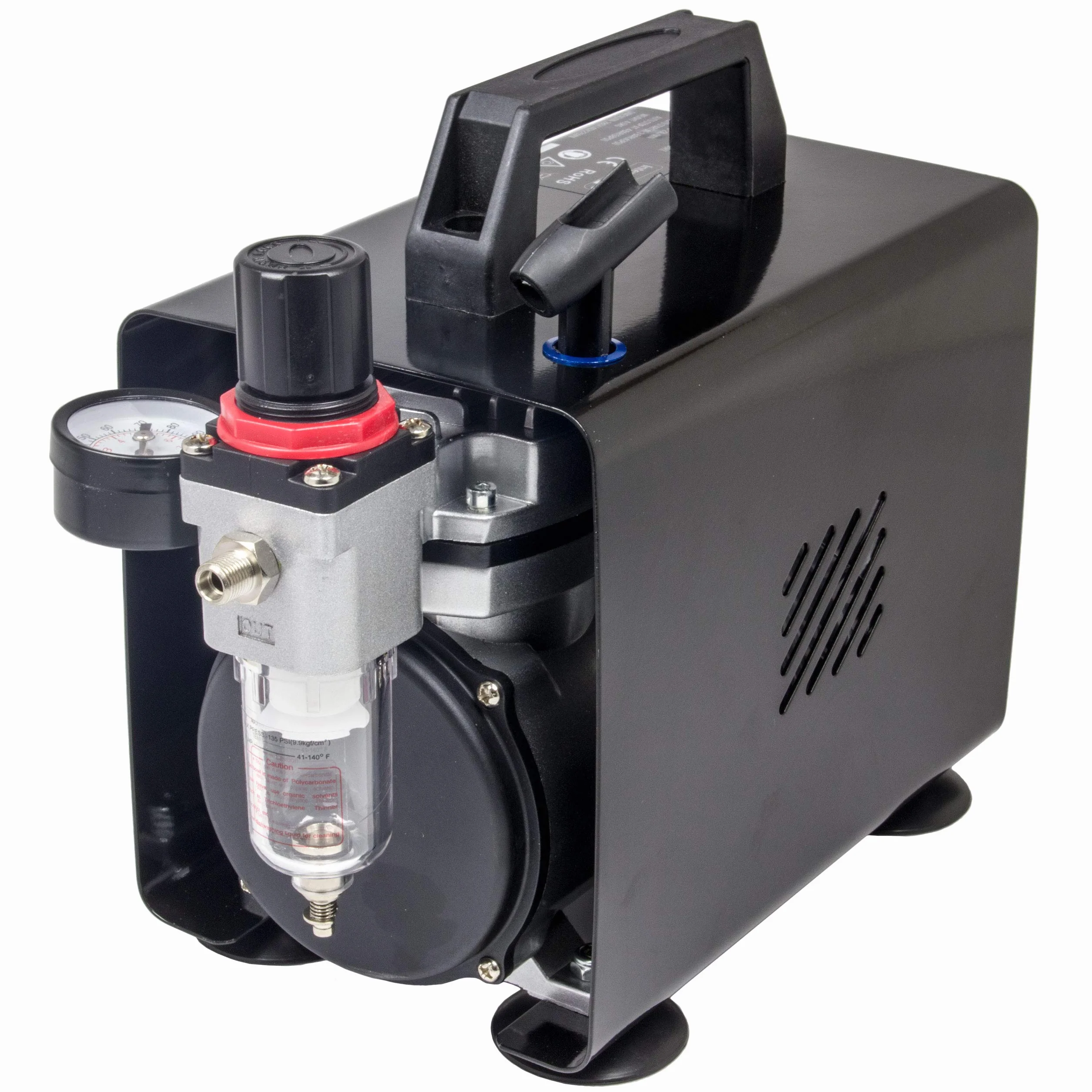 Fengda AS-18A - Professional Airbrush mini kompresor / 4 bar/kompaktowy z manometrem, reduktor ciśnienia