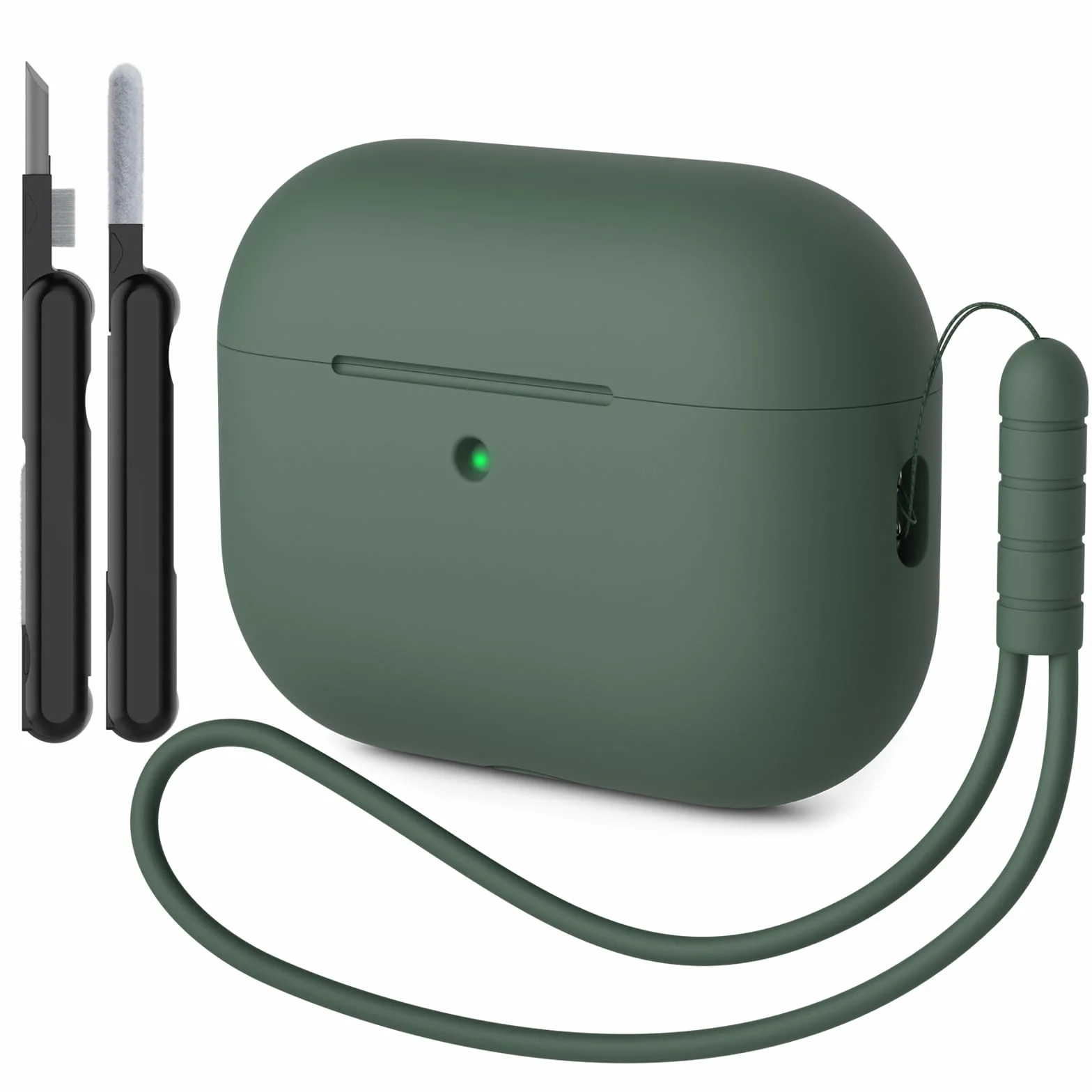 Silikonowe etui AirPods Pro 3 odporne na wstrząsy z zestawem do czyszczenia i smyczą