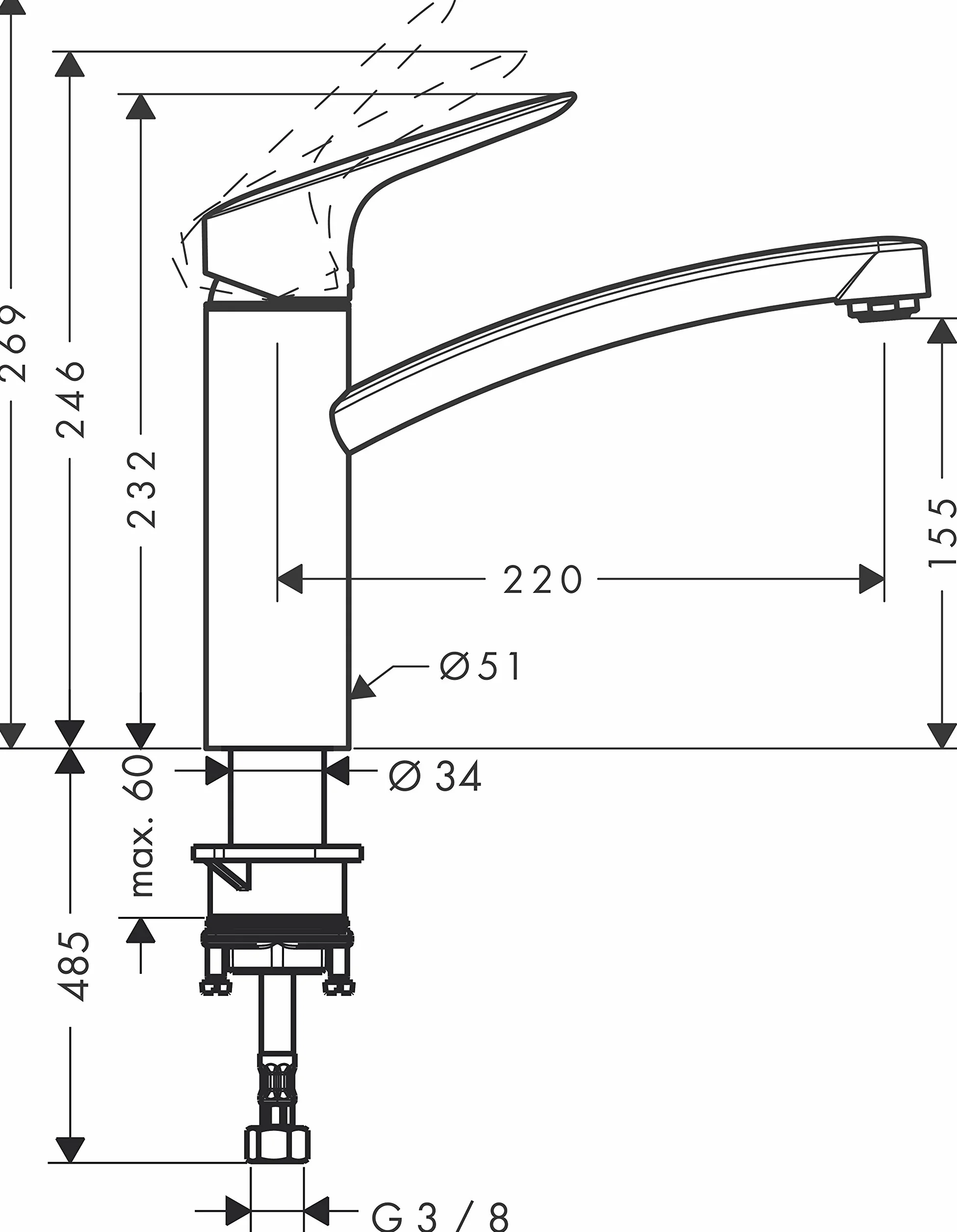 hansgrohe 13861000 MySport 13861800 armatura kuchenna z obrotową wylewką 360°, szara
