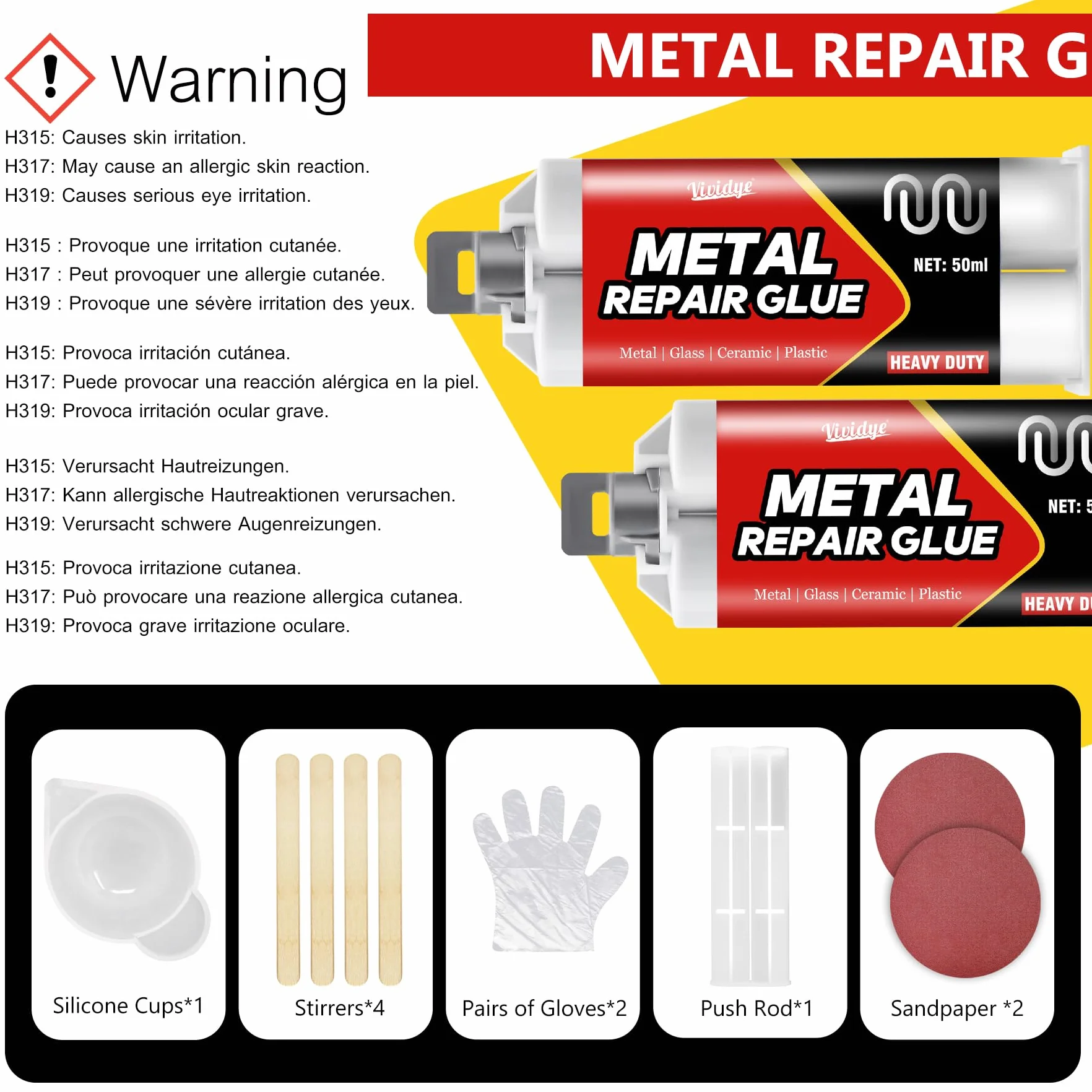Klej do metalu, ekstra mocny 100 ml, klej 2K ciekłego metalu, odporny na wysokie temperatury klej do spawania ze stali nierdzewnej, stali ocynkowanej, stopu aluminium, miedzi, szkła, ceramiki i "zrób