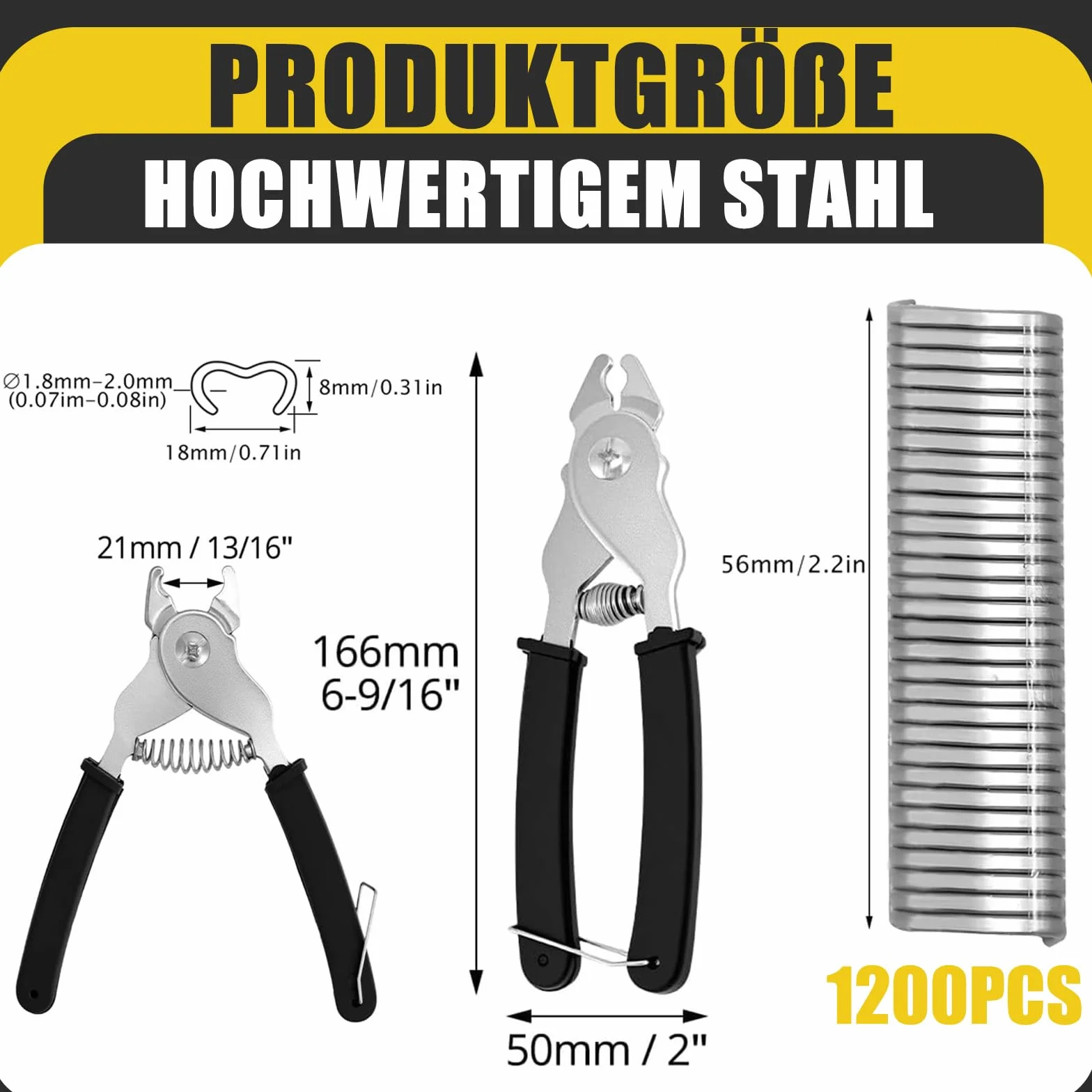 Szczypce do kiełbasy z 1200 klipsami, klipsy do kiełbasy, szczypce do ogrodzenia, szczypce do mocowania drutu, odpowiednie do materacy samochodowych, poduszek, sof, ogrodzeń, klatek dla zwierząt