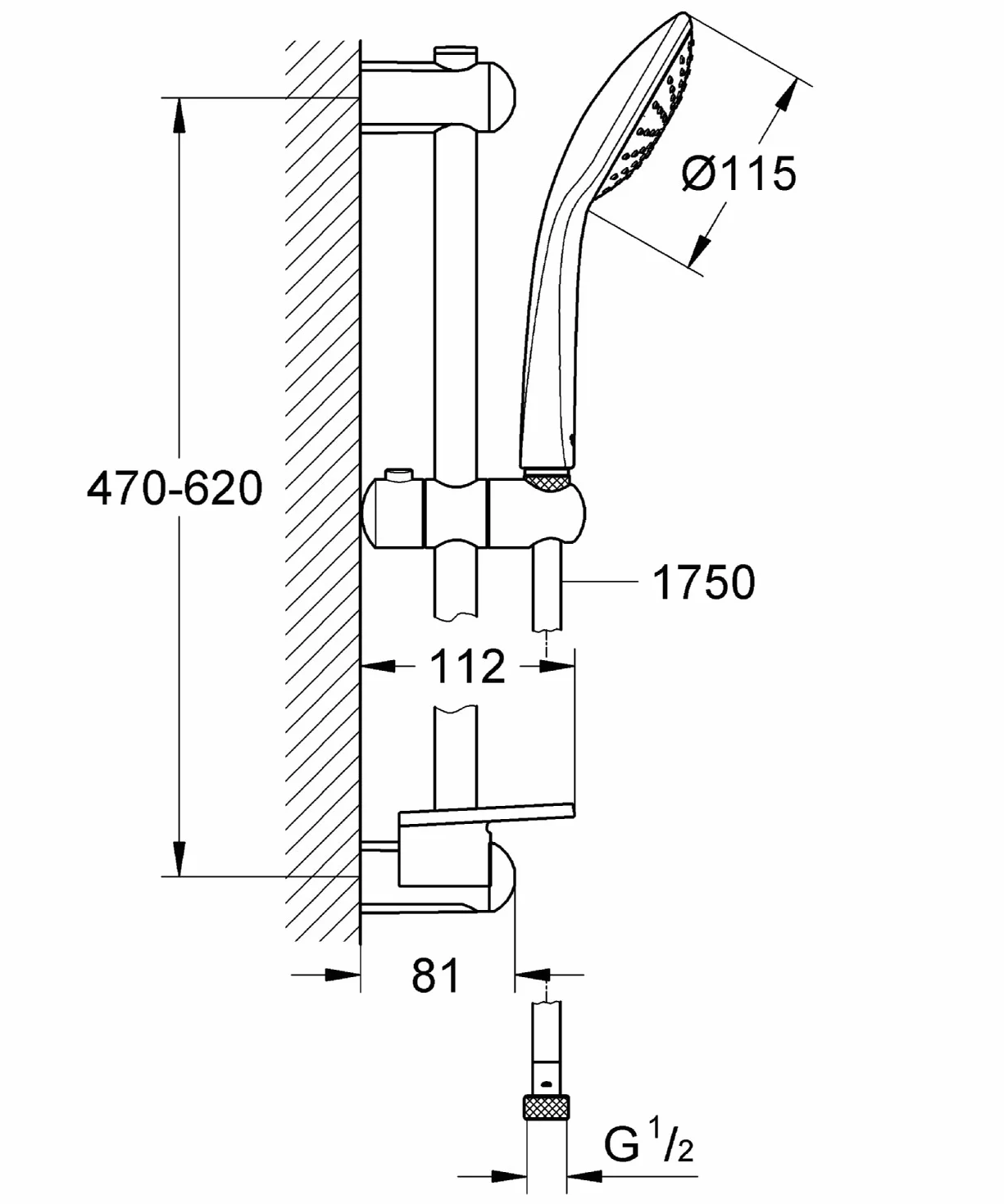 Grohe Euphoria 110 Mono Zestaw z drążkiem prysznicowym, 1 strumień