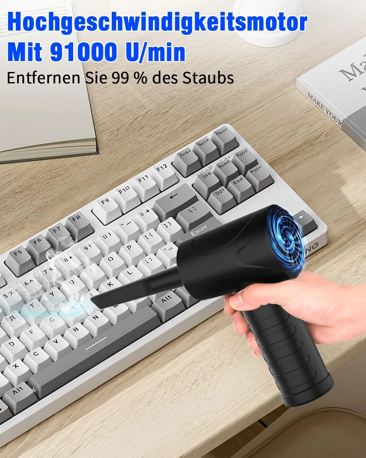 Odkurzacz na sprężone powietrze 3-biegi 91 000 obr./min 6000 mAh USB