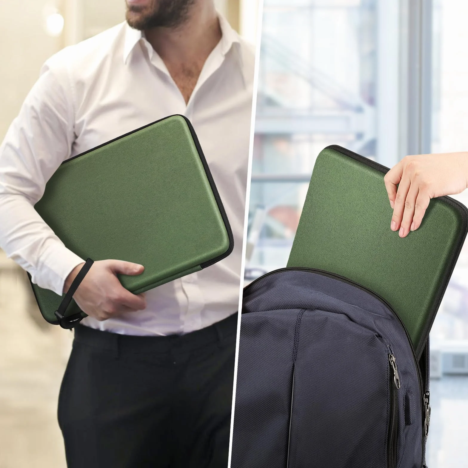 FINPAC 14 cali torba twarda obudowa etui do 14" Lenovo IdeaPad Slim 3/ Slim 5i / ThinkPad L480/ T470, do 13,8" Surface Laptop 7, odporna na uderzenia torba na laptopa 14" Acer / ASUS/Dell/HP (zielony