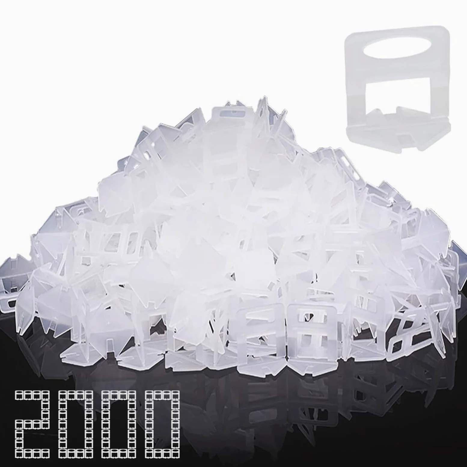 2000 sztuk standardowych nakładek, szerokość szczeliny 3 mm, system poziomowania, pomoc w poziomowaniu płytek, zaciski do ciągnięcia, szerokość fugi, pomoc w układaniu płytek, wysokość 3-12 mm (2000