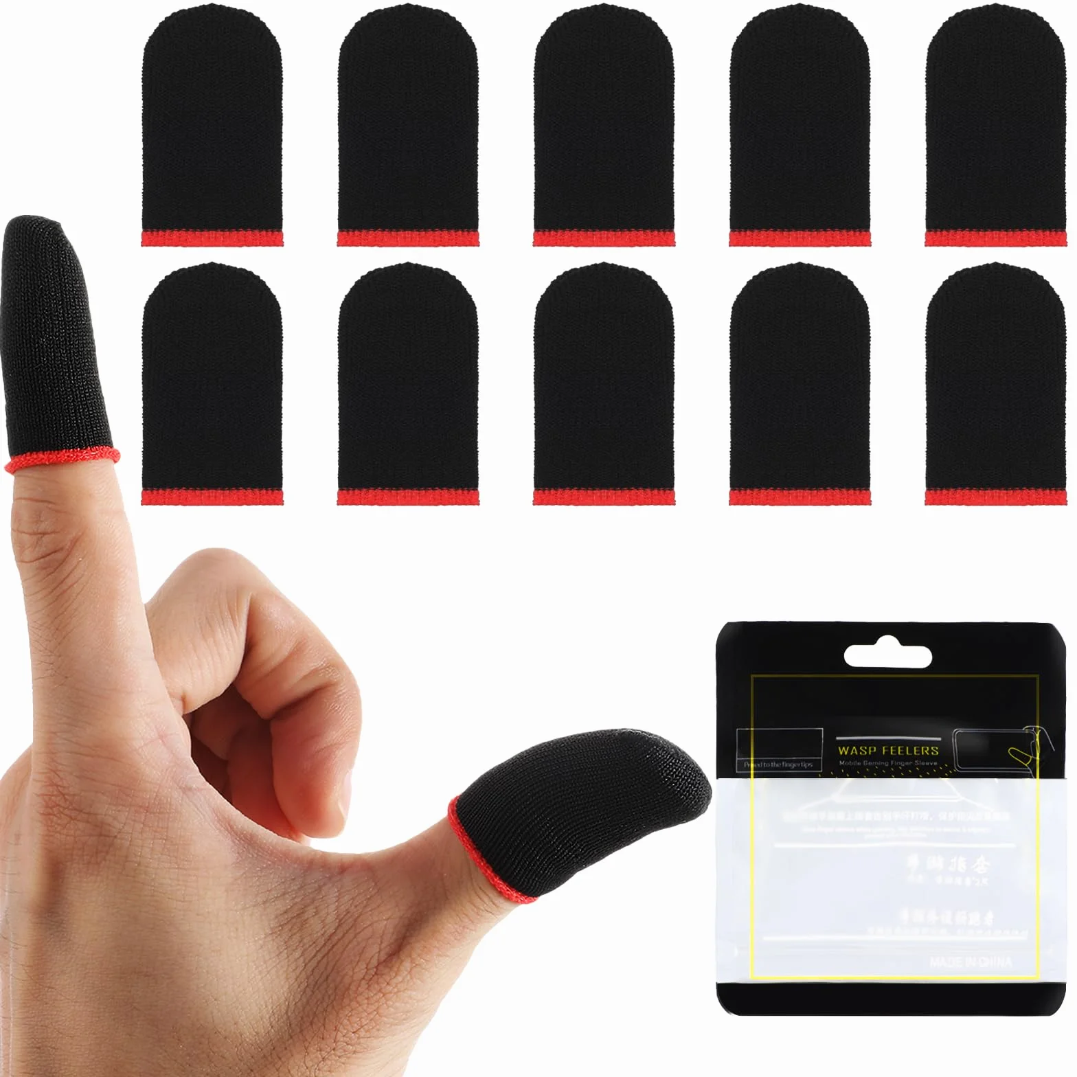 YUXIANLB 10 szt. etui na palce do gier na telefon komórkowy, przeciwpotowy kontroler do gier, rękaw na kciuk, nadprzewodzące rękawy z nanowłókien, oddychające pokrowce na palce, rękawiczki do gier do