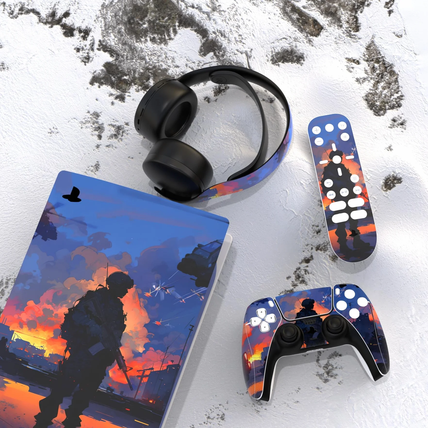 PlayVital Naklejka Skins do PS5 Digital Edition, Ochronne Naklejki do Kontrolera i Stacji Ładowania - Heroiczna Decyzja