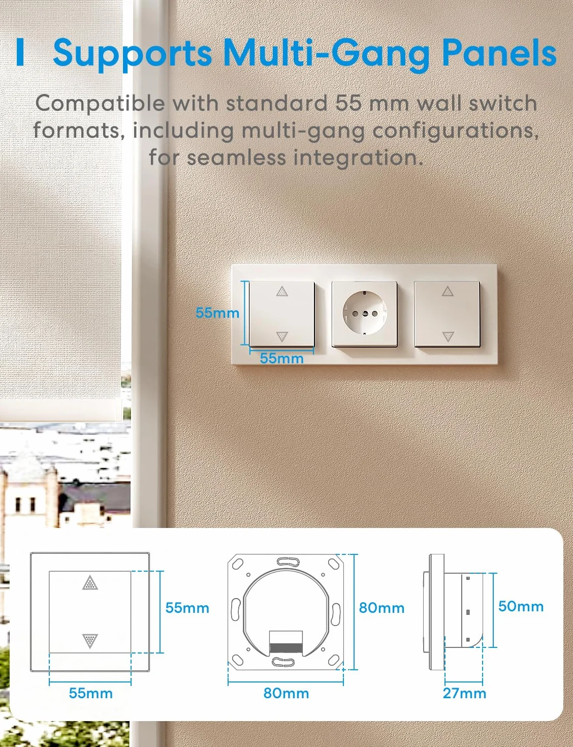 Meross Matter Wlan przełącznik rolet Smart (wymagany kabel), kompatybilny z Apple HomeKit, Alexa, Google Home i Home Assistant, sterowanie roletą Smart Home, 4 sztuki