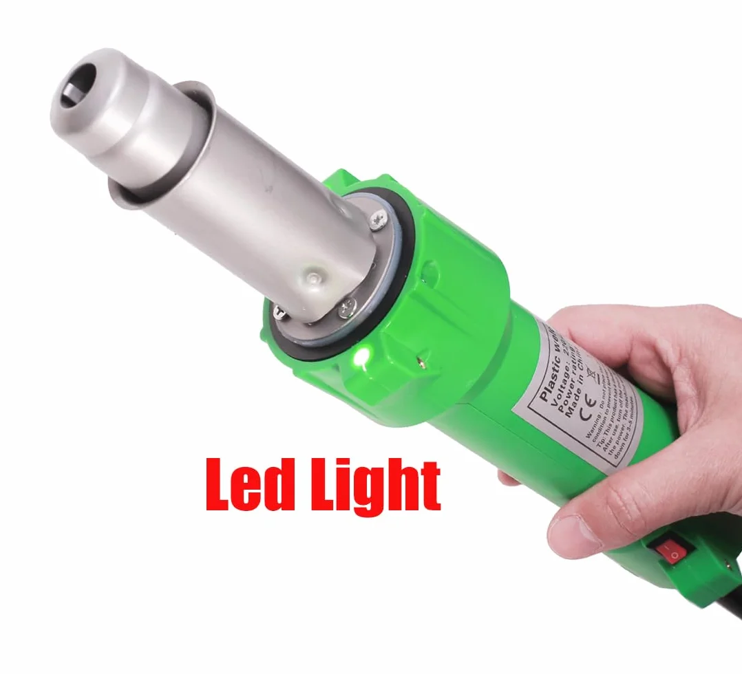Pistolet na gorące powietrze 1600 W, spawarka z tworzywa sztucznego PVC TPO, oświetlenie LED, z zestawem do spawania motyla, dysze spawalnicze, zestaw do przycinania powłok