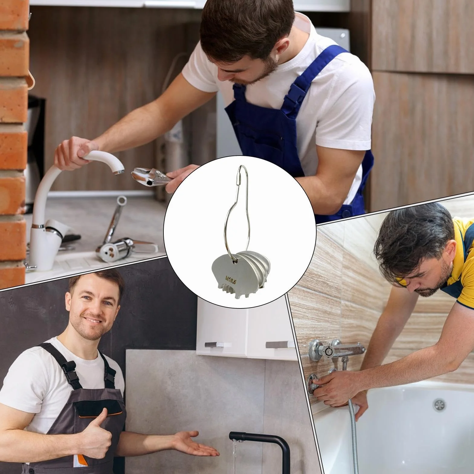 Generisch Narzędzie do usuwania perlatorów | nierdzewny klucz do demontażu, 4 części, narzędzie do usuwania filtrów kranowych, do instalacji sanitarnych, kuchni, grzejników, wanny, gospodarstwa