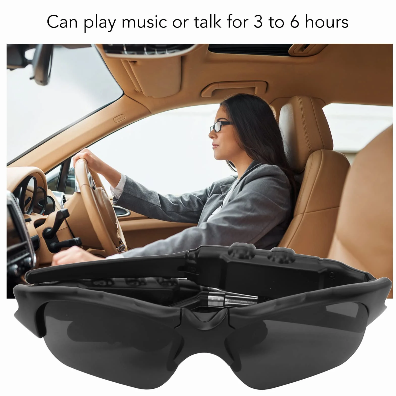 Inteligentne Okulary Przeciwsłoneczne Bluetooth, Czarne Soczewki Polaryzacyjne Bezprzewodowe Muzyczne Okulary Przeciwsłoneczne, Otwarty System Głośników Stereo, Sportowe Okulary Przeciwsłoneczne na