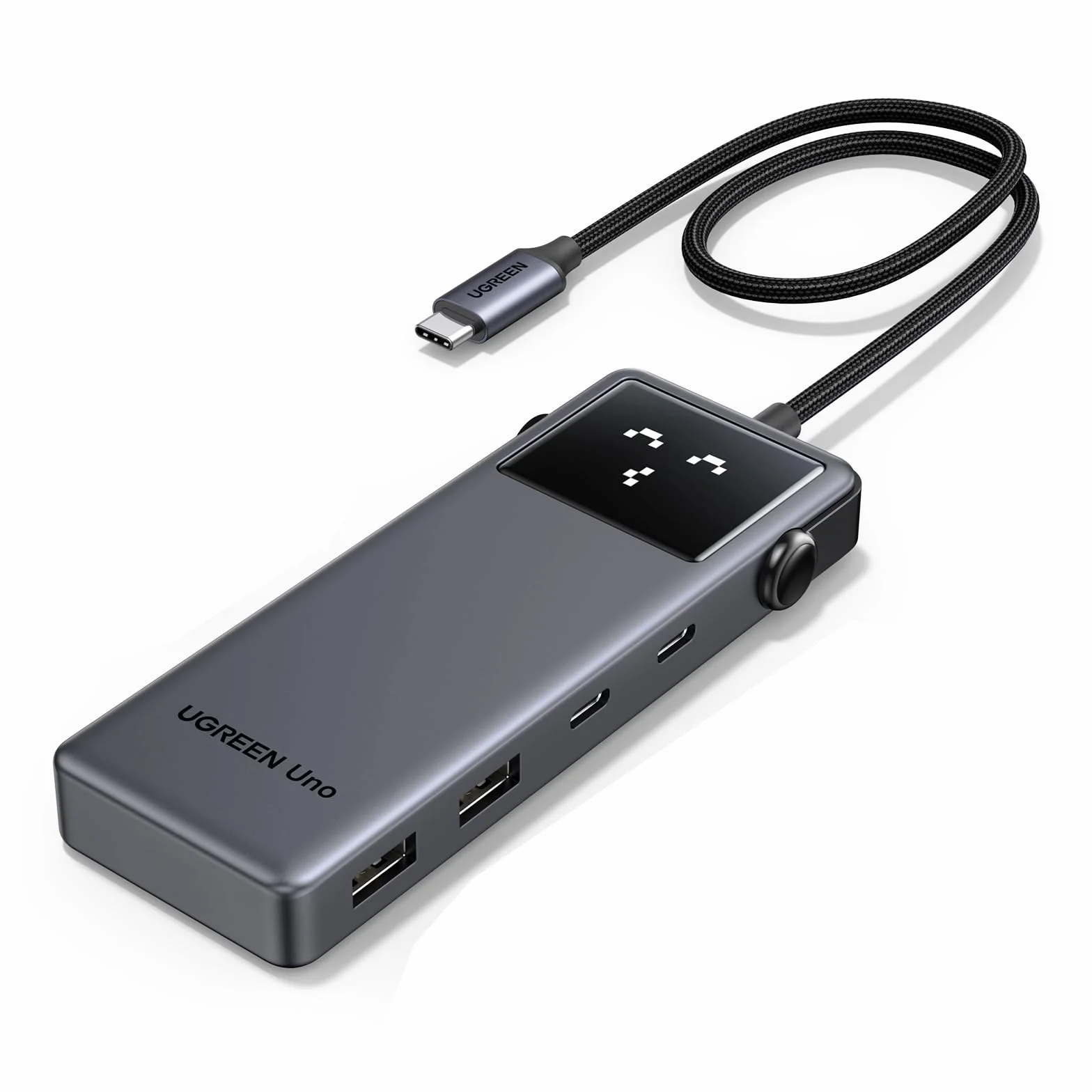 UGREEN Uno USB C Hub 10Gbps 4K@60Hz HDMI Inteligentny wyświetlacz LED PD 100W Adapter USB C 2*USB A i 2*USB C