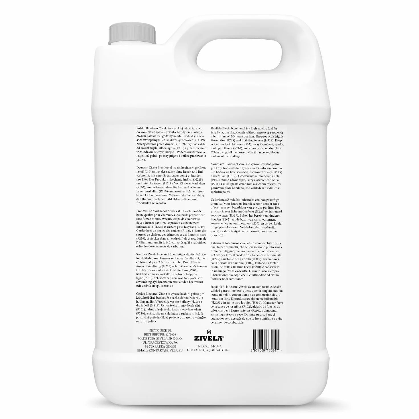 Bioetanol 96,6% 20 l 4 x 5 l bezzapachowy czyste spalanie do kominka