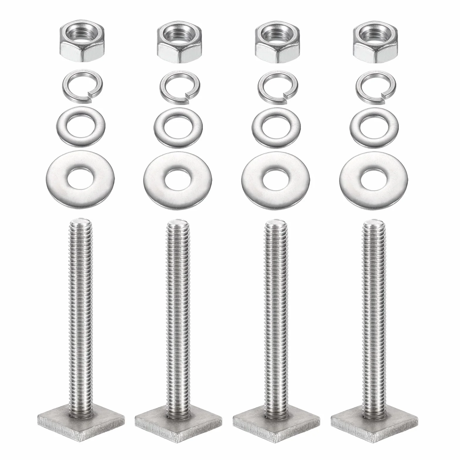 PATIKIL Adapter T-Nut Kamienie rowkowe M8 x 65 mm, 4 zestawy bagażników ze stali nierdzewnej, kamienie rowkowe, śruby z nakrętką, podkładki, do bagażników relingowych, rowerowych, bagażników dachowych