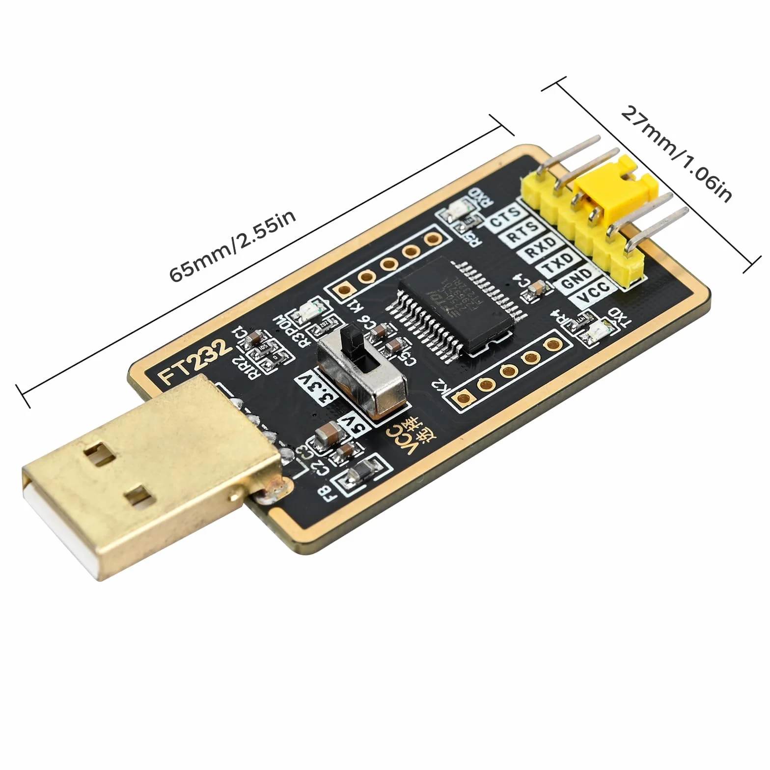 Podazz Konwerter USB na szeregowy, adapter USB na TTL z FT232R, kabel do pobrania Flash do projektów rozwojowych