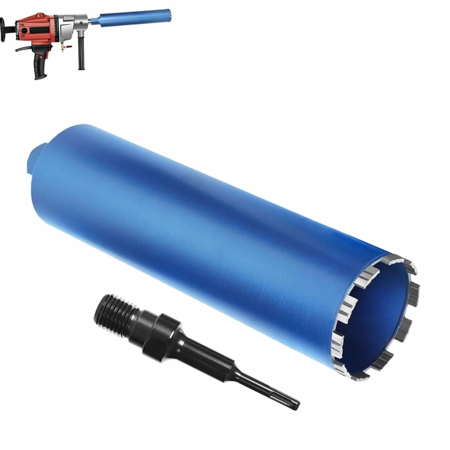 1 ¼ UNC diamentowa koronka wiertnicza z 10 mm Turbo | L 460 mm | Ø 132 mm | 10 segmentów | SDS-plus, diamentowa koronka wiertnicza rdzeniowa do wiertarek rdzeniowych, koronka wiertnicza na mokro i