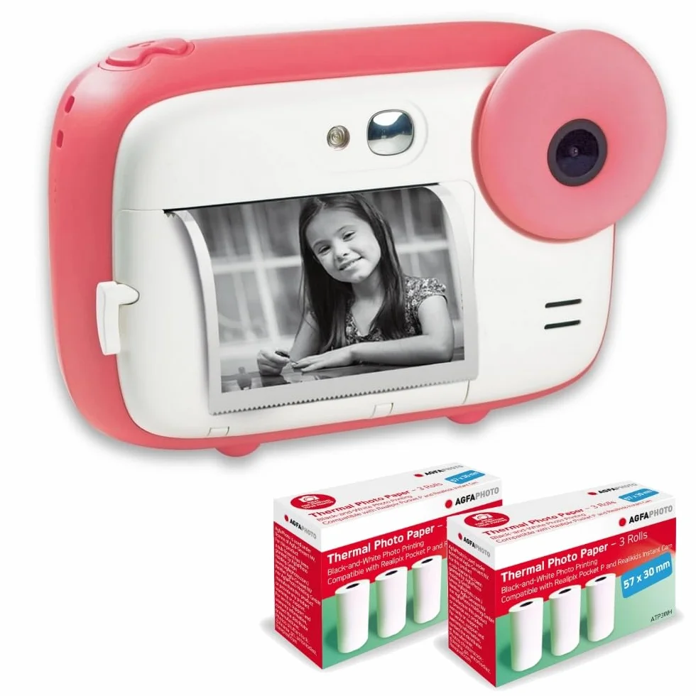 AGFA Photo Realikids Instant Cam ATP3WH Aparat Natychmiastowy dla Dzieci 2,4 Cala LCD Różowy