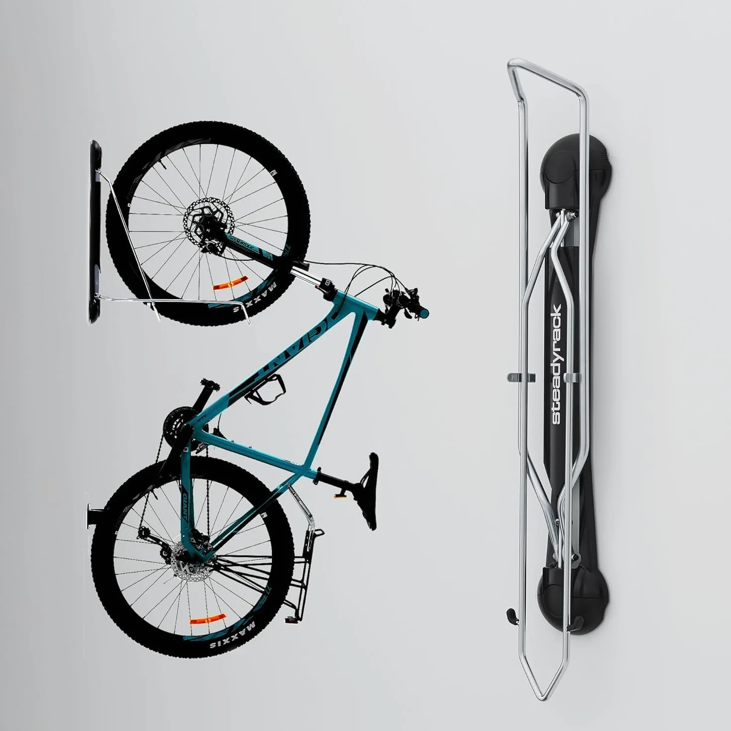 Steadyrack Stojak na rower – klasyczny uchwyt rowerowy – wieszak na rower ścienny jako rozwiązanie do przechowywania w domu, garażu lub parkingu rowerowego