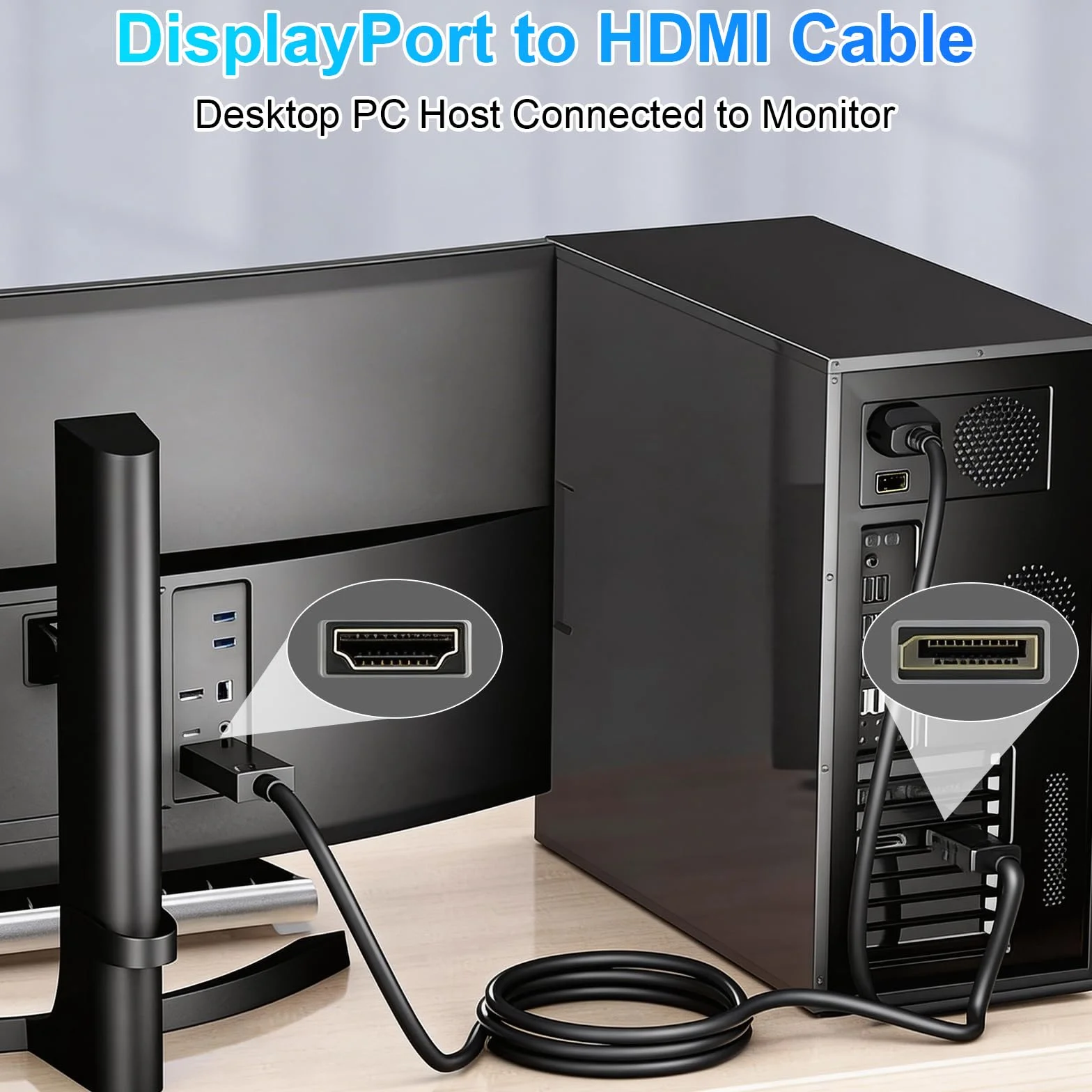 HENGBIRD Kabel DisplayPort na HDMI 4K 30 Hz 1,8 m 3 m DP do HDMI