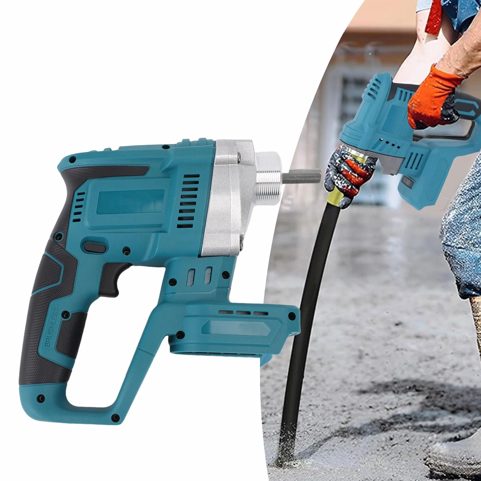 Jeffergarden Elektryczne Narzędzie Wibracyjne do Betonu Bezprzewodowy Wibrator do Betonu 18V 600W 6000RPM do Akumulatorów B L1815 B L1820 BL1530