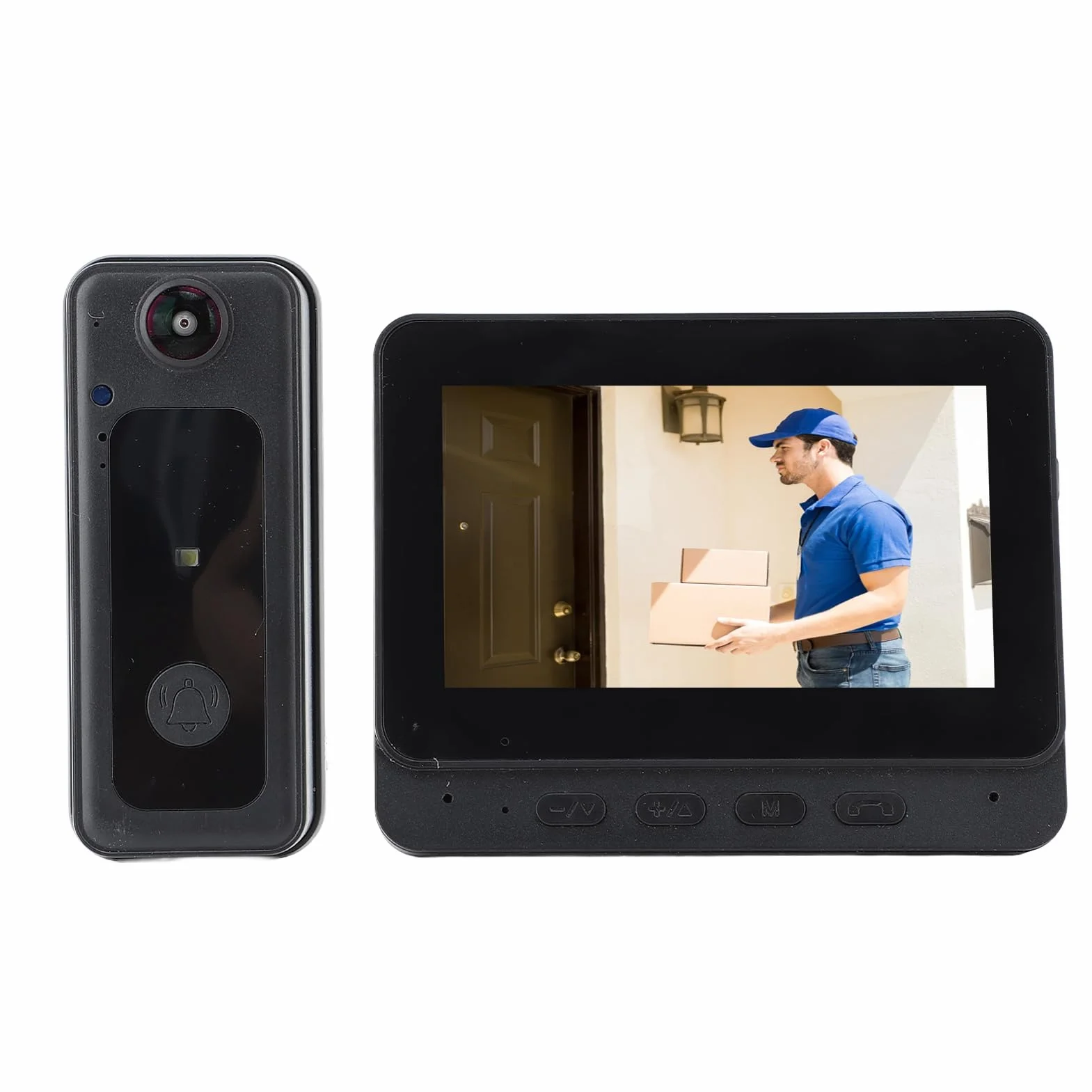 Bezprzewodowa Kamera Dzwonkowa, Inteligentny Dzwonek Wideo WiFi 8 MP z Monitorem, System Wideodomofonu WiFi, Noktowizor, Zdalne Połączenia Wideo