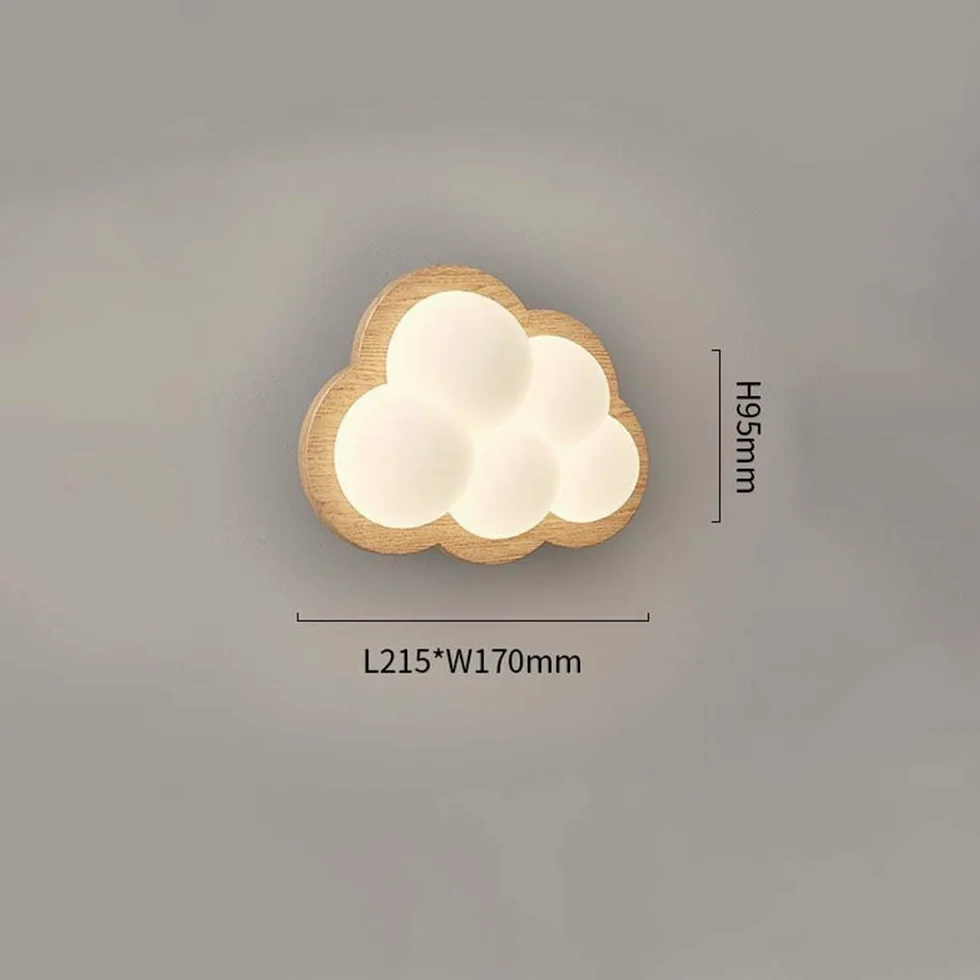 AoLa Lampa Ścienna LED Clouds do Pokoju Dziecięcego Ściemnialna Ścienna Drewniana Nocna 12 W 3 Temperatury Barwowe Lampa Lampka do czytania do Pokoju Dziecięcego Lampki Nocne z Kreskówkową,Walnuss