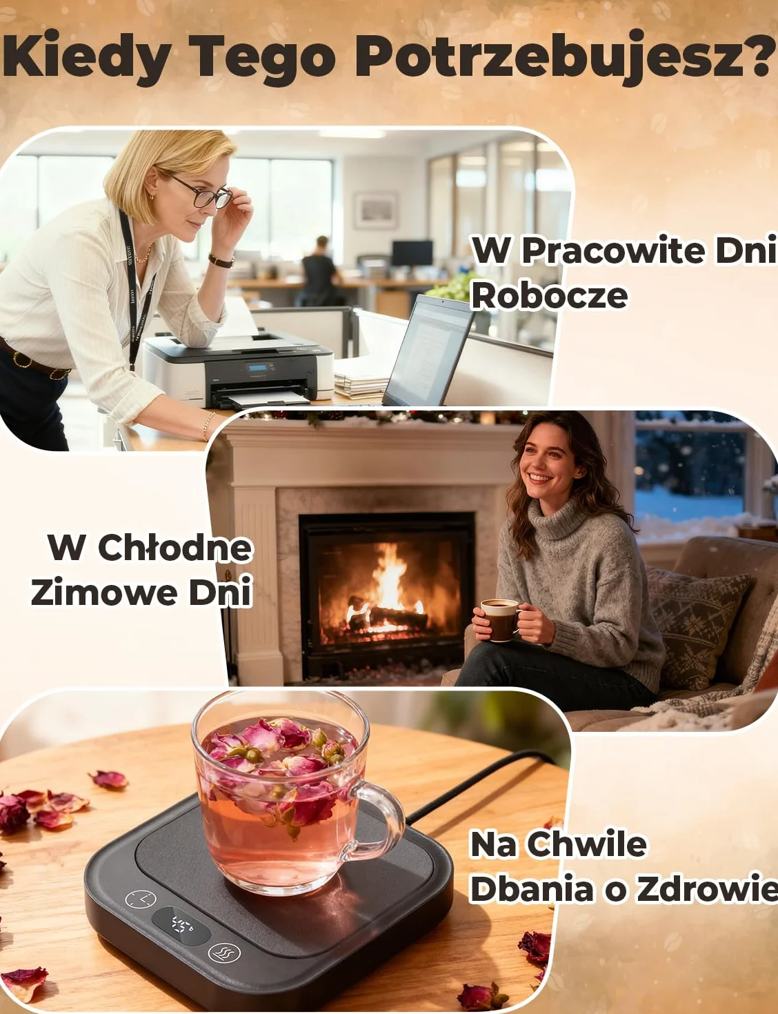 Inteligentny Podgrzewacz do Kubka z 4 Poziomami Kontroli Temperatury do Kawy, Mleka, Kakao