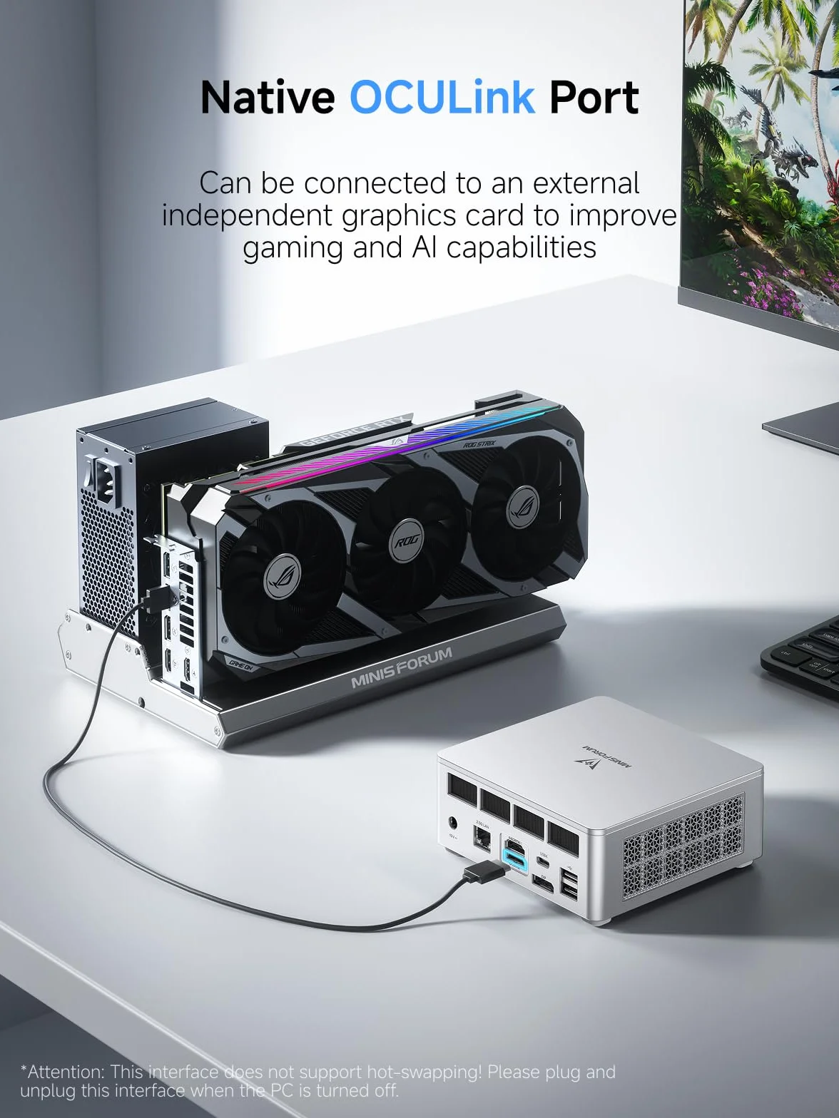 MINIS FORUM UM880 Plus mini PC AMD Ryzen 7 8845HS DDR5 M.2 PCIe4.0 OCuLink WiFi6e