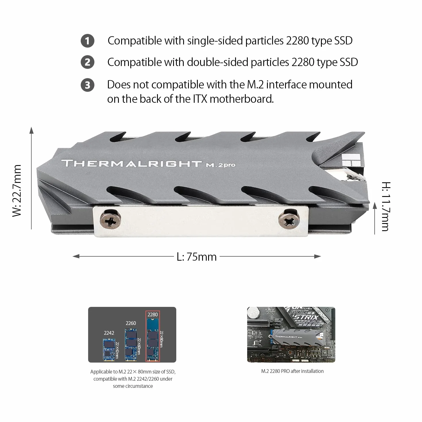 THERMALRIGHT Radiator dysku SSD M.2 2280 Pro, rurka cieplna 8 mm, wydajna dwustronna podkładka termiczna