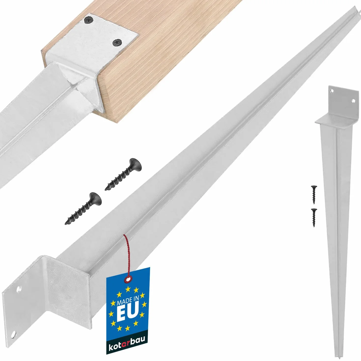 KOTARBAU® Podstawa Słupa L - 500 mm - Kotwa Wbijana - Wspornik do Ogrodzeń Pergoli Altany - 50 x 60 mm - Stalowy