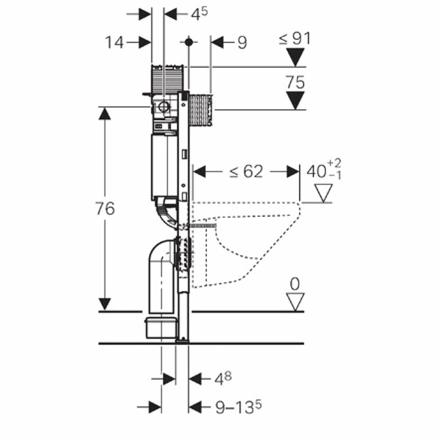 Geberit Duofix element do WC wisz?cego, 82cm, ze sp?uczk? podtynkow? Omega 12cm - 111.003.00.1