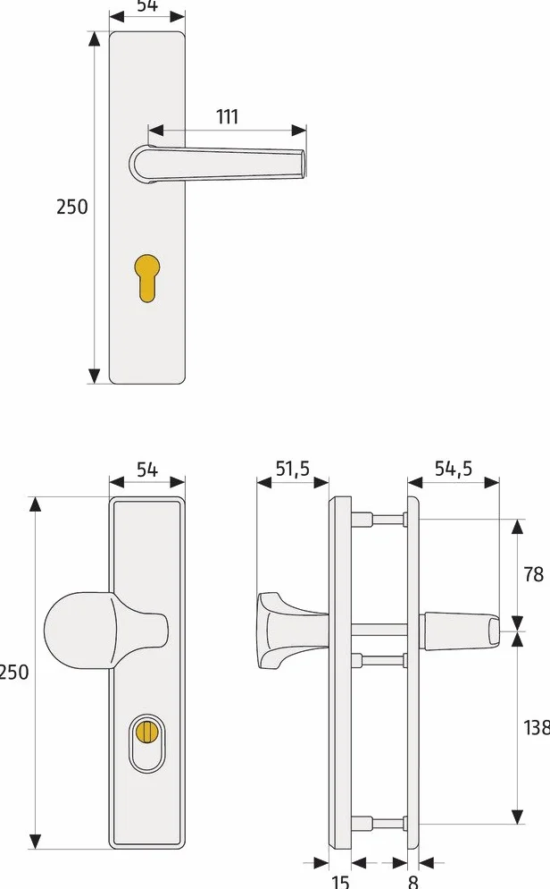 ABUS Okucie ochronne do drzwi HLZS814 F1 aluminium z ochroną cylindra kwadratowe 20351