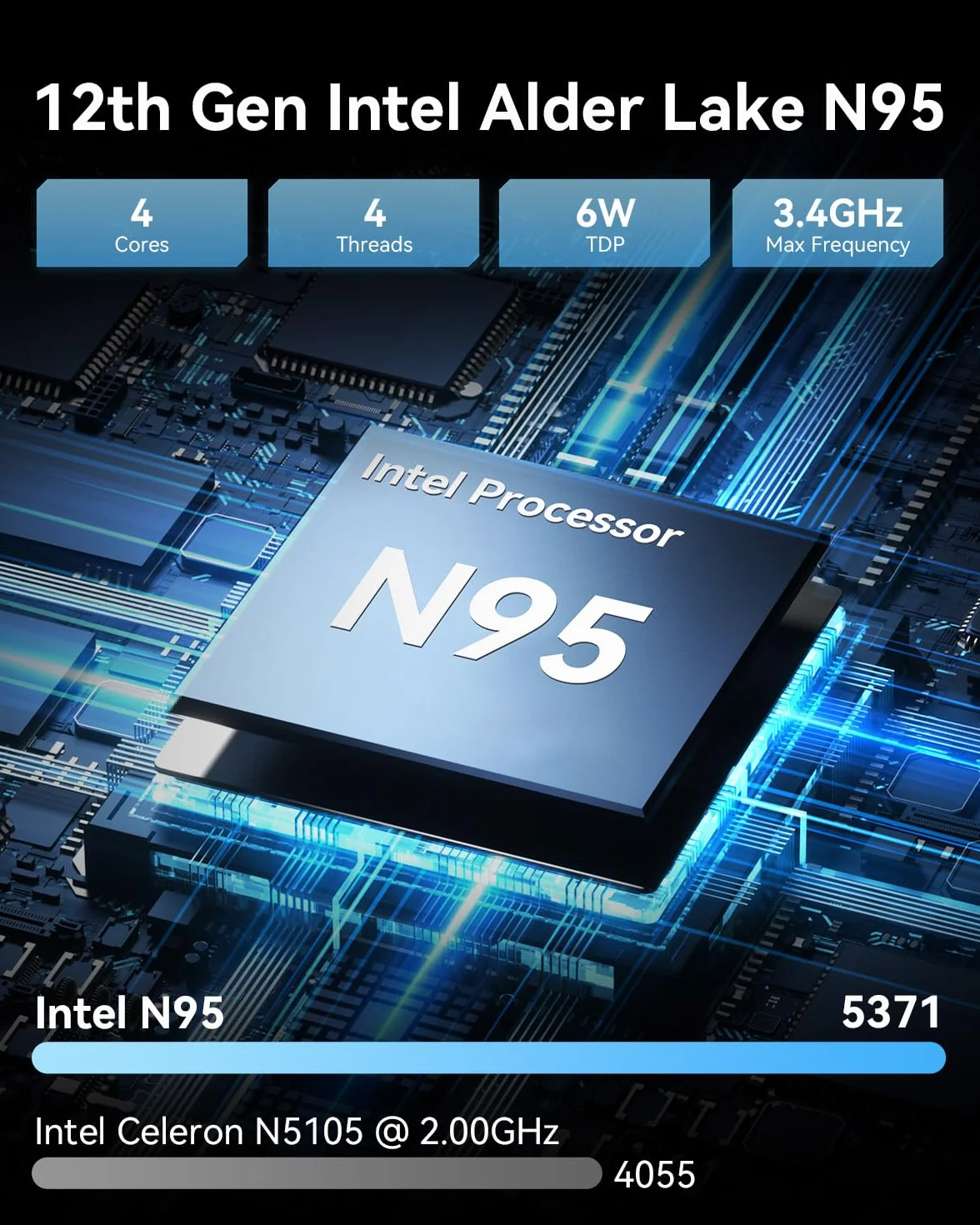 GEEKOM Cichy Mini PC Air12 Lite z Intel N95, 8 GB RAM, 256 GB SSD, Kompaktowy Komputer Biurowy i Multimedialny z Windows 11, Gotowy do Pracy | 6×USB i Port 9-PIN | Obsługa Dual Display 4K@60Hz