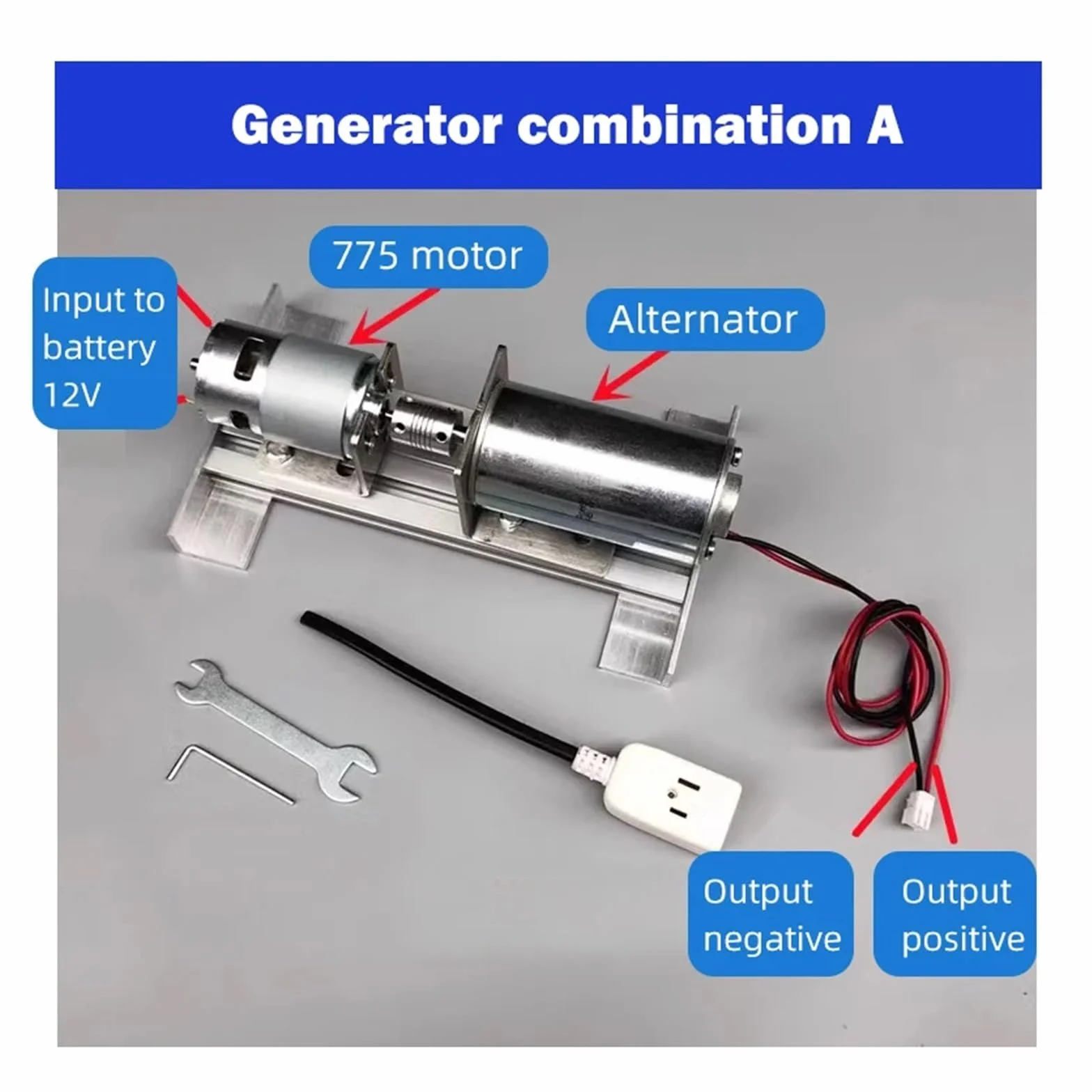 Xuro Generator bezszczotkowy z magnesami trwałymi 220 V DC, generator wysokiego napięcia DIY, dwułożyskowy, wyciszony, silnik 775, miniaturowy, ładowalny(A)