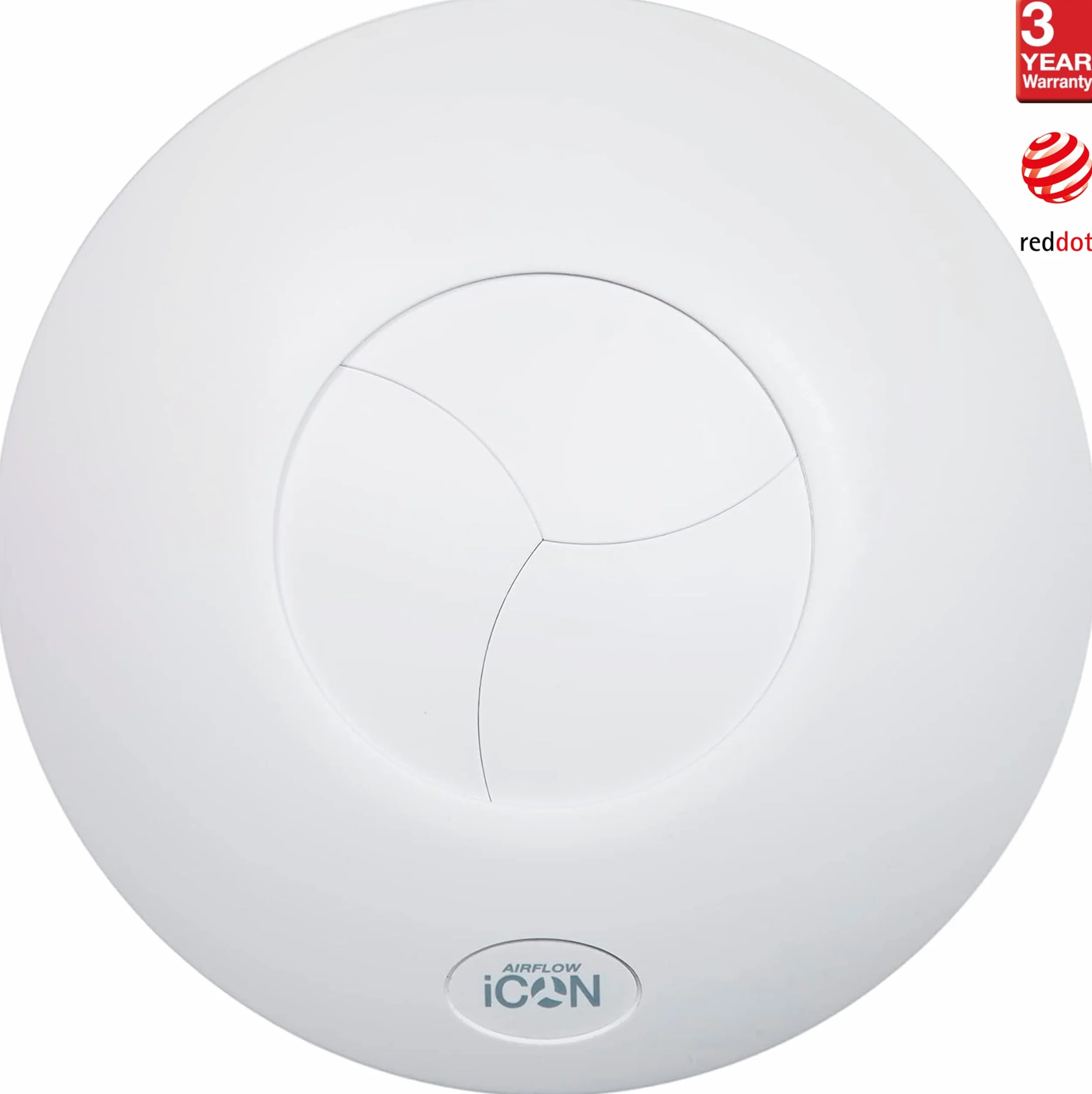 Airflow® iCON 30 wentylator wyciągowy, 100 mm/4, przepływ 33 l/s, oszczędność energii 10,7 W, cicha roleta iris, opcjonalna wilgotność, PIR i moduły czasowe, sprzedawane oddzielnie, 3 lata