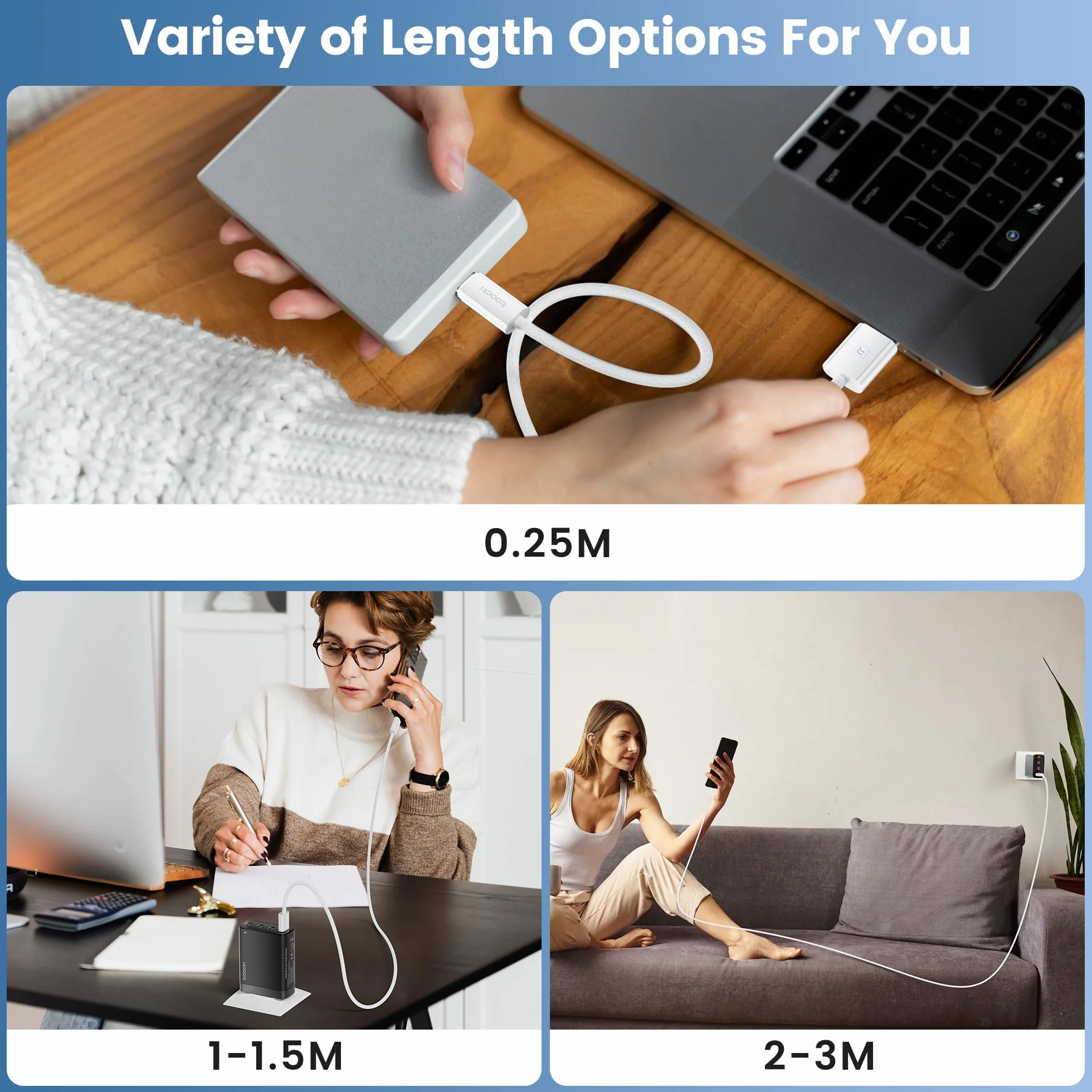 toocki Kabel USB C, 2 m, kabel do ładowania USB C, kabel do szybkiego ładowania, nylonowy kabel do ładowania USB C do iPhone 16 Pro Max, Samsung Galaxy S24, S23, S22, S21, S20, S10, S9, S8, Note10