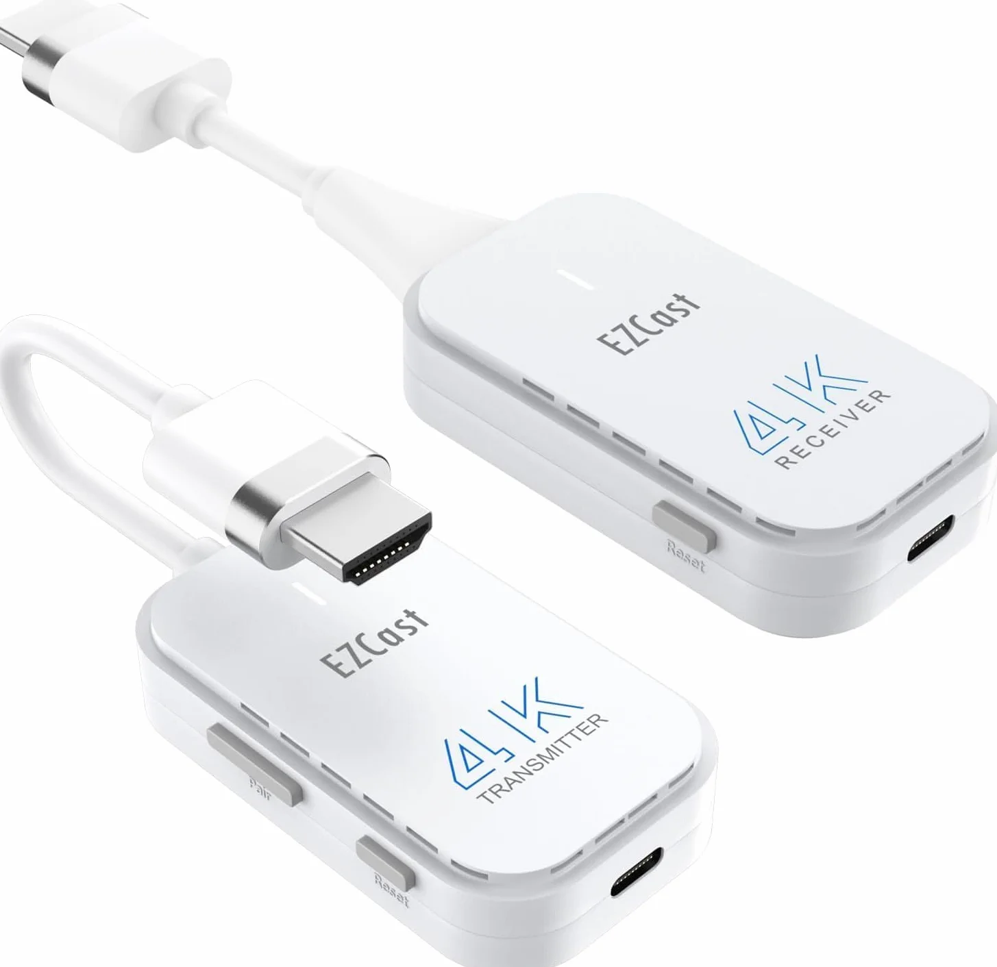 2025 Ulepszony bezprzewodowy nadajnik i odbiornik HDMI EZCast, 4K 30Hz, dublowanie ekranu i rozszerzenie do laptopa/PC/PS5, zasięg 30 m