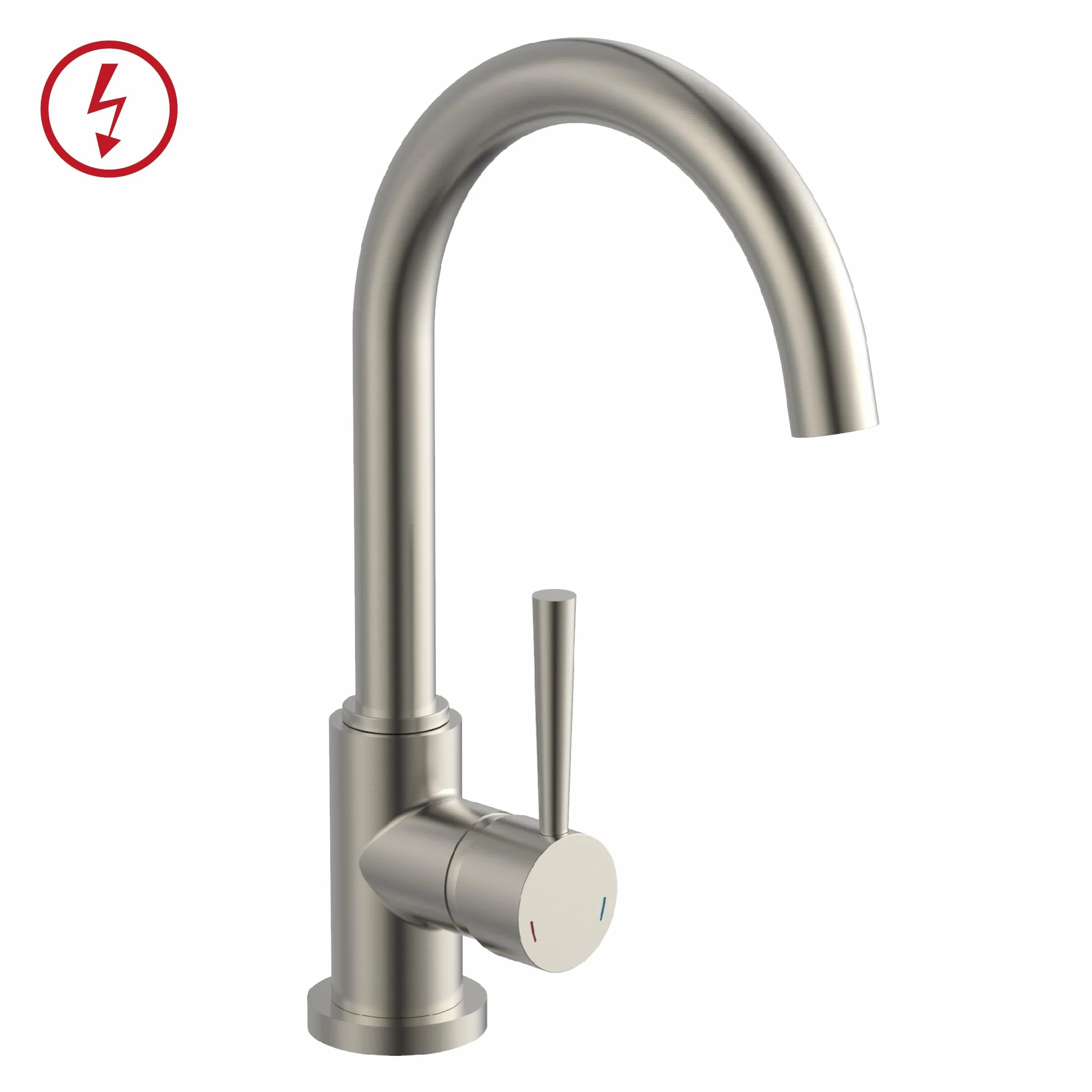 SCHÜTTE 79129 CORNWALL armatura kuchenna niskociśnieniowa, bateria zlewozmywakowa z wysokim wylewką, jednouchwytowa, energooszczędna, obracana o 360°, kran kuchenny, armatura zlewozmywakowa, stal