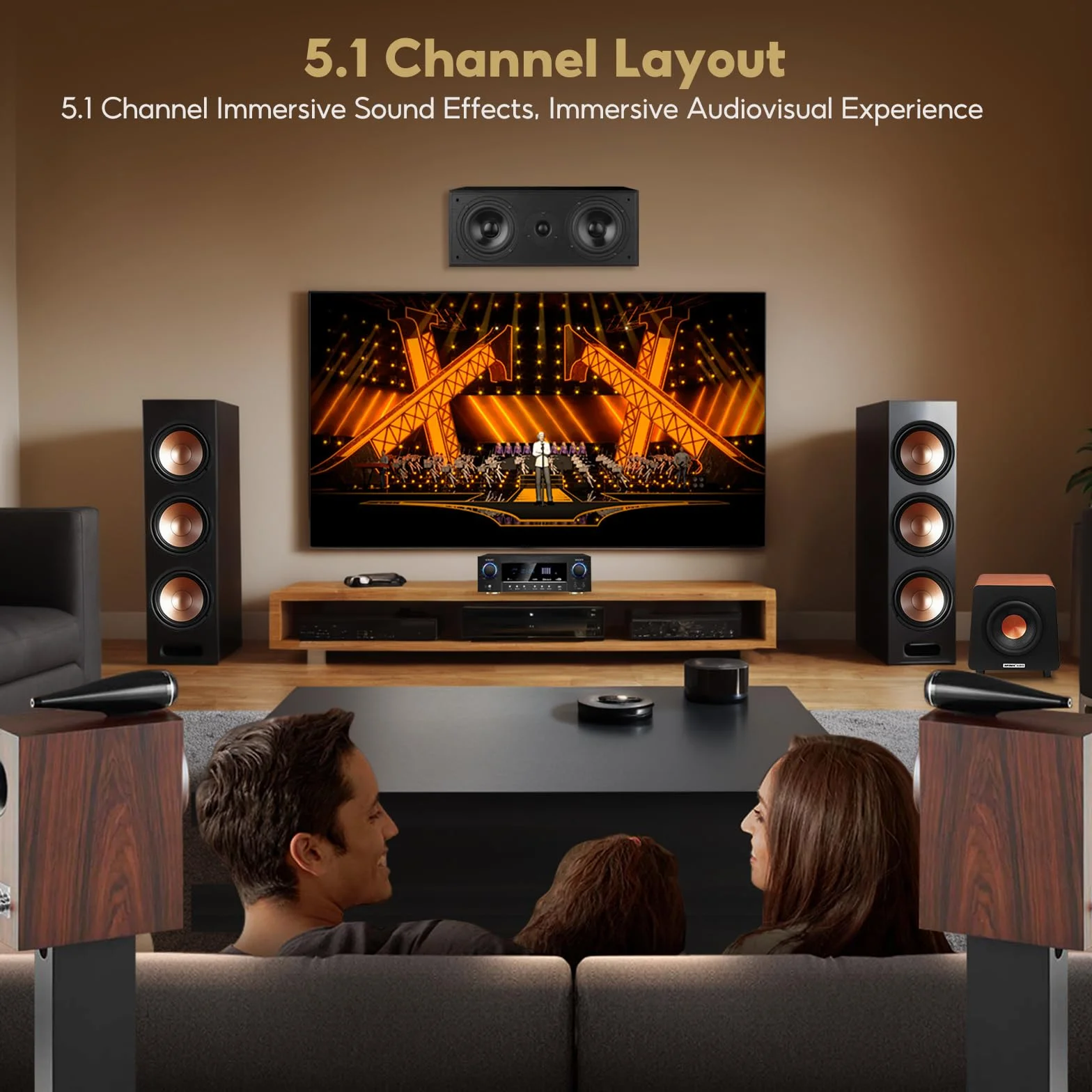 AIYIMA 800X 8-calowy subwoofer, niesamowicie głęboki bas i zasilany subwoofer głośnik niskotonowy wzmacniacz głośnika do kina domowego, wejścia RCA/AUX/LFE