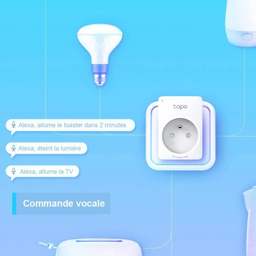 Tapo Gniazdo WiFi, inteligentne gniazdko kompatybilne z Alexa i Google Home, typ 10 A, typ E, sterowanie wentylatorem, ekspresem do kawy, lampą zdalną, nie wymaga koncentratora, Tapo P100(FR) 1