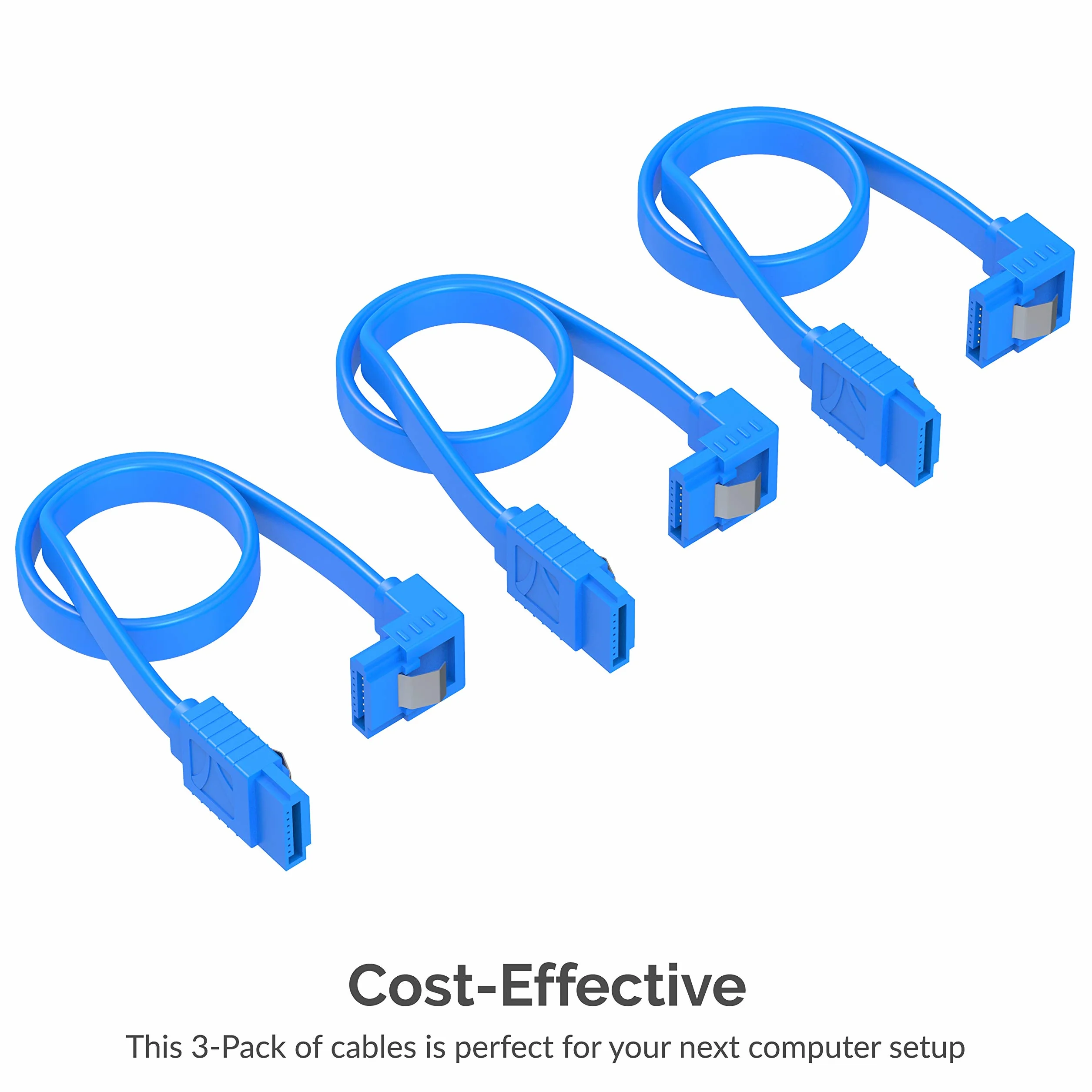 Kabel SATA 6 Gb/s SATA III 7-pinowy z zatrzaskiem blokującym do HDD SSD 3 sztuki