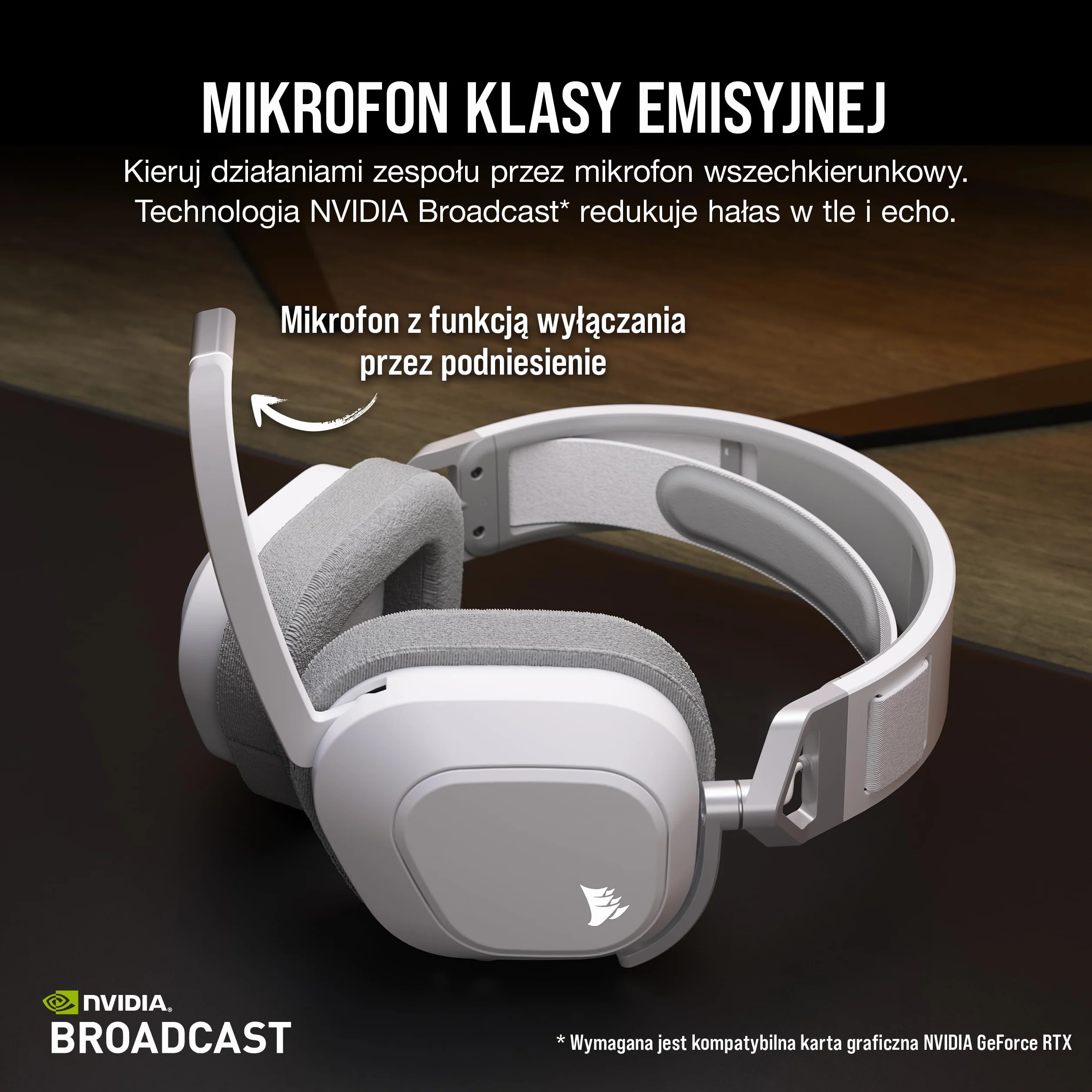 Corsair HS80 MAX WIRELESS Wieloplatformowy Zestaw Słuchawkowy do Gier Bluetooth Dolby Atmos Biały