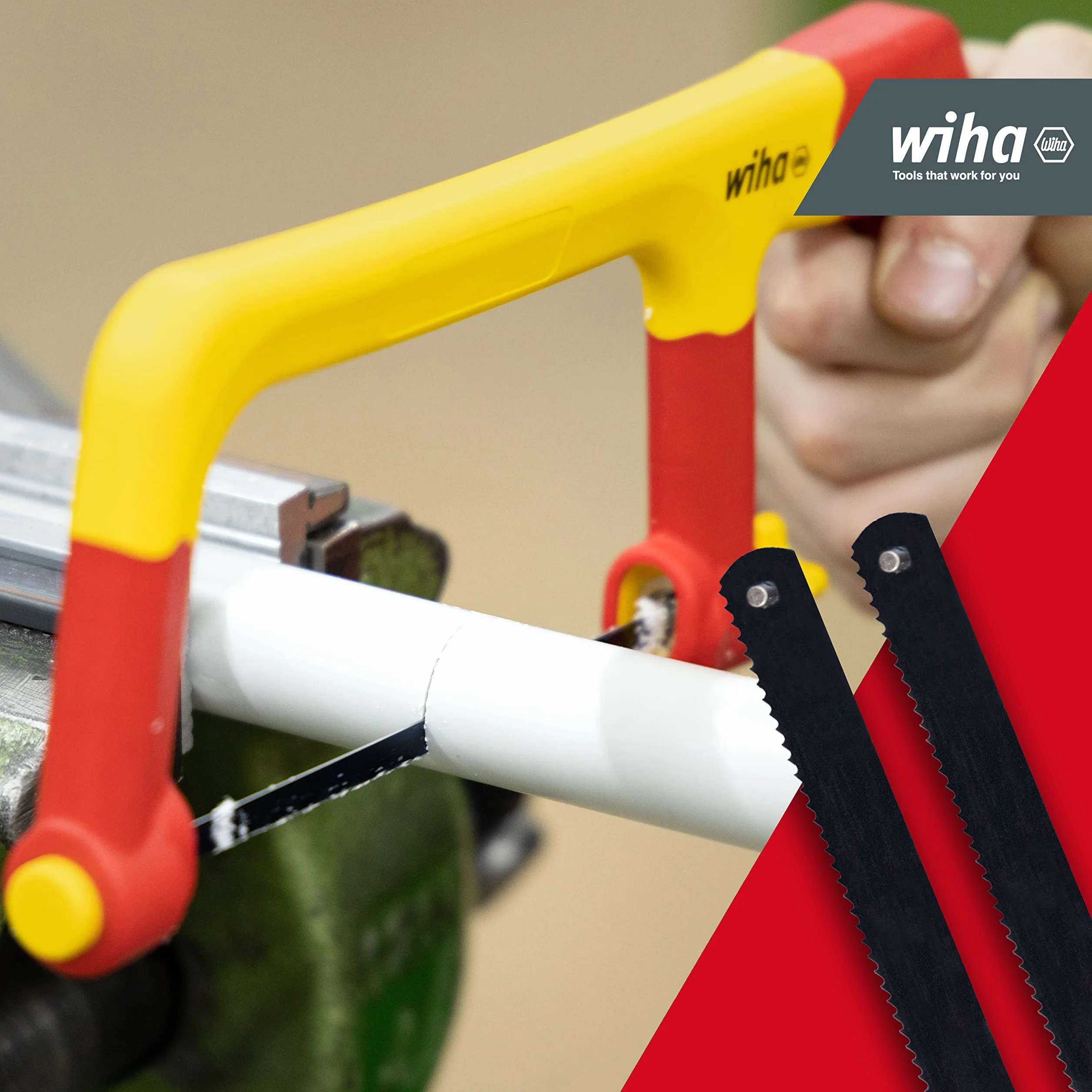 Wiha SB 246 Injection Injection Insulating Junior piła do metalu, czerwona i żółta, (43125)