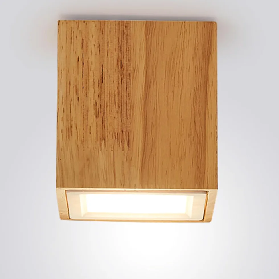 Drewniana Sufitowa, Sufitowa Półpłaska, Do Przejścia, Drewniana Sufitowa W Stylu Vintage, Sufitowa W Stylu Rustykalnym, Oświetlenie Sufitowe Do Korytarza, Balkonu I Szafy/Square4000K/10 Cm