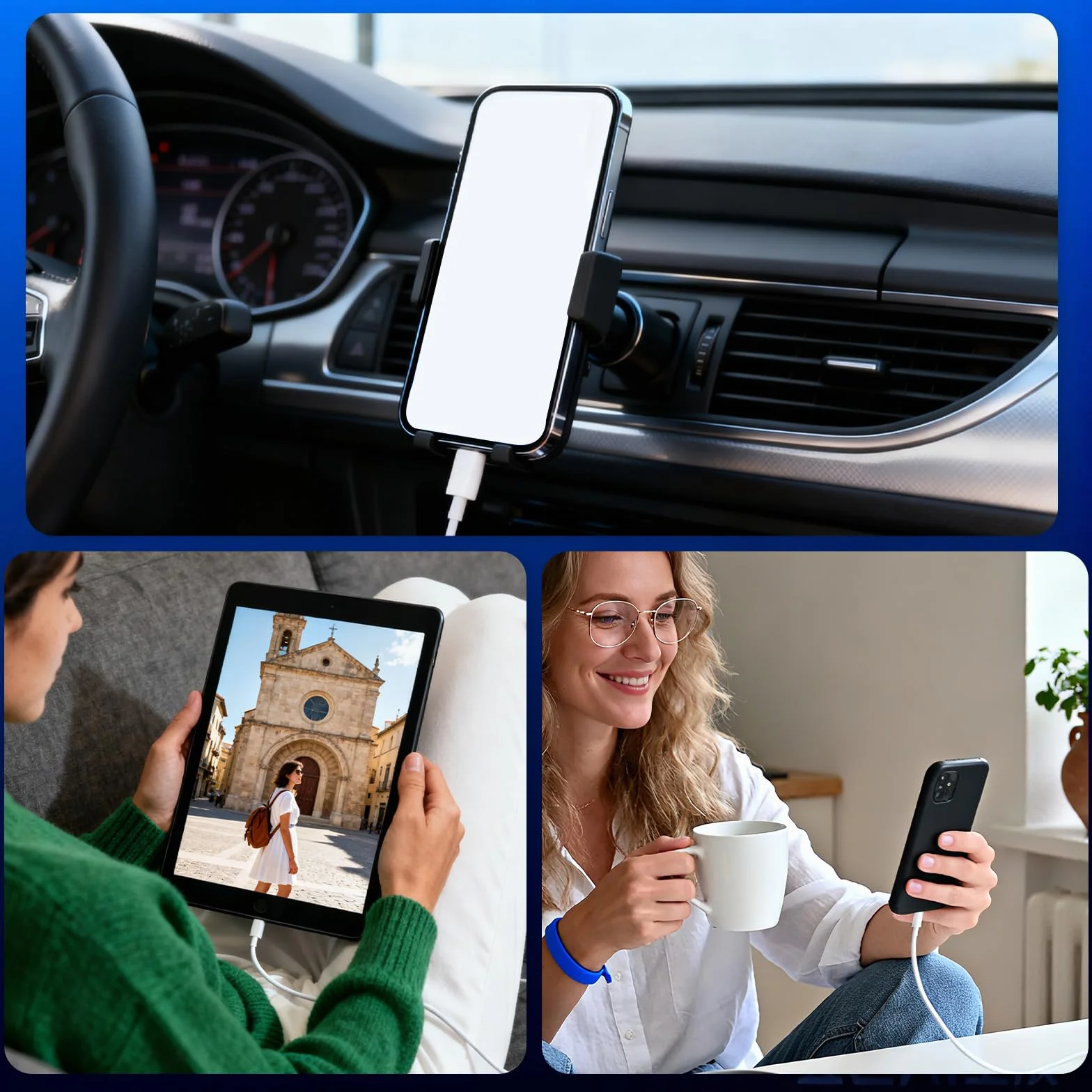 Kable USB C USB A do Typu C Ładowania dla Samsung Note 20 iPhone Seria 15 iPad Pro 2018-2023 iPad Air 4-5 Generacji
